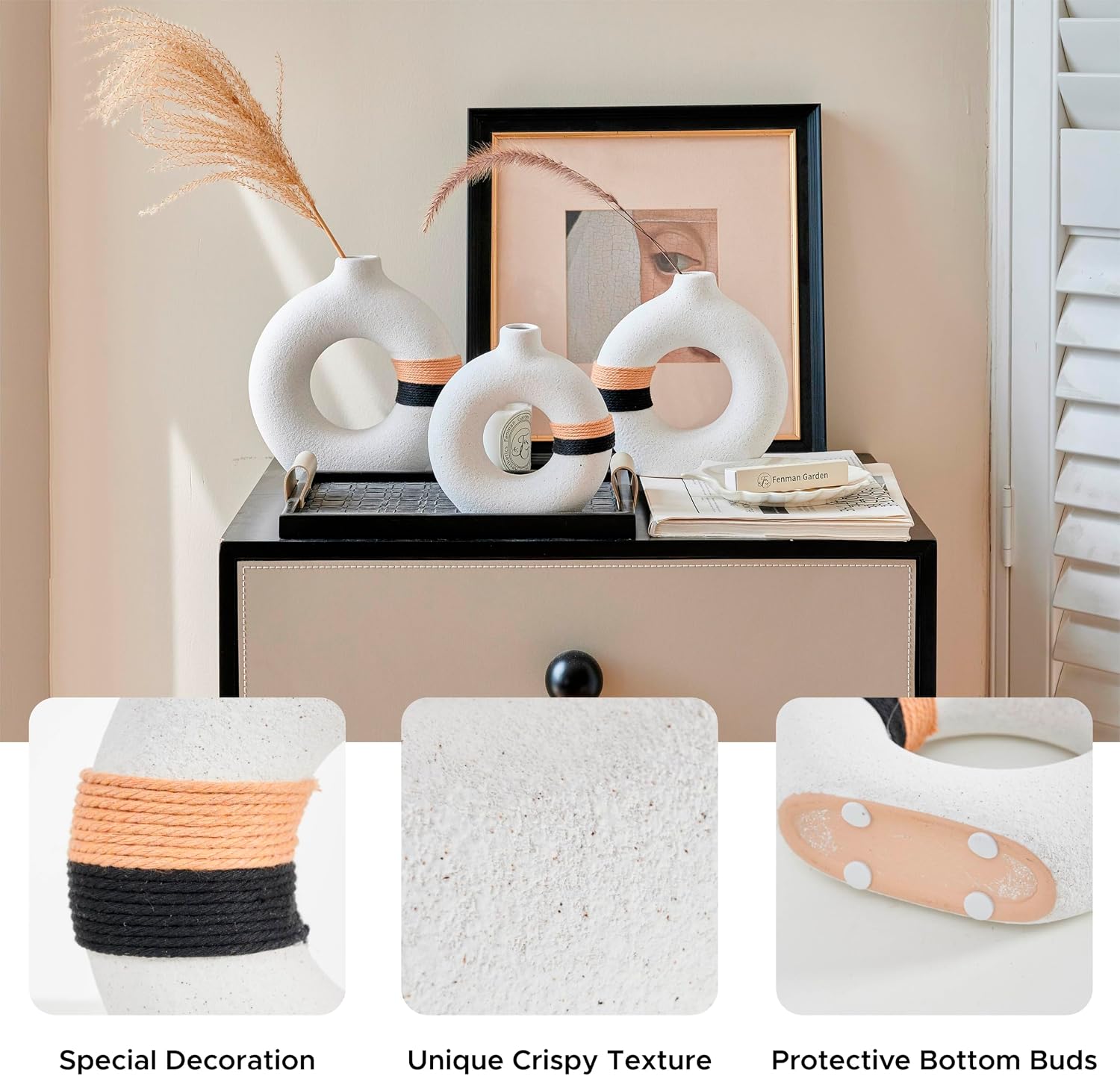Decorative Modern Donut Shape Ceramic Vase / X1 Large