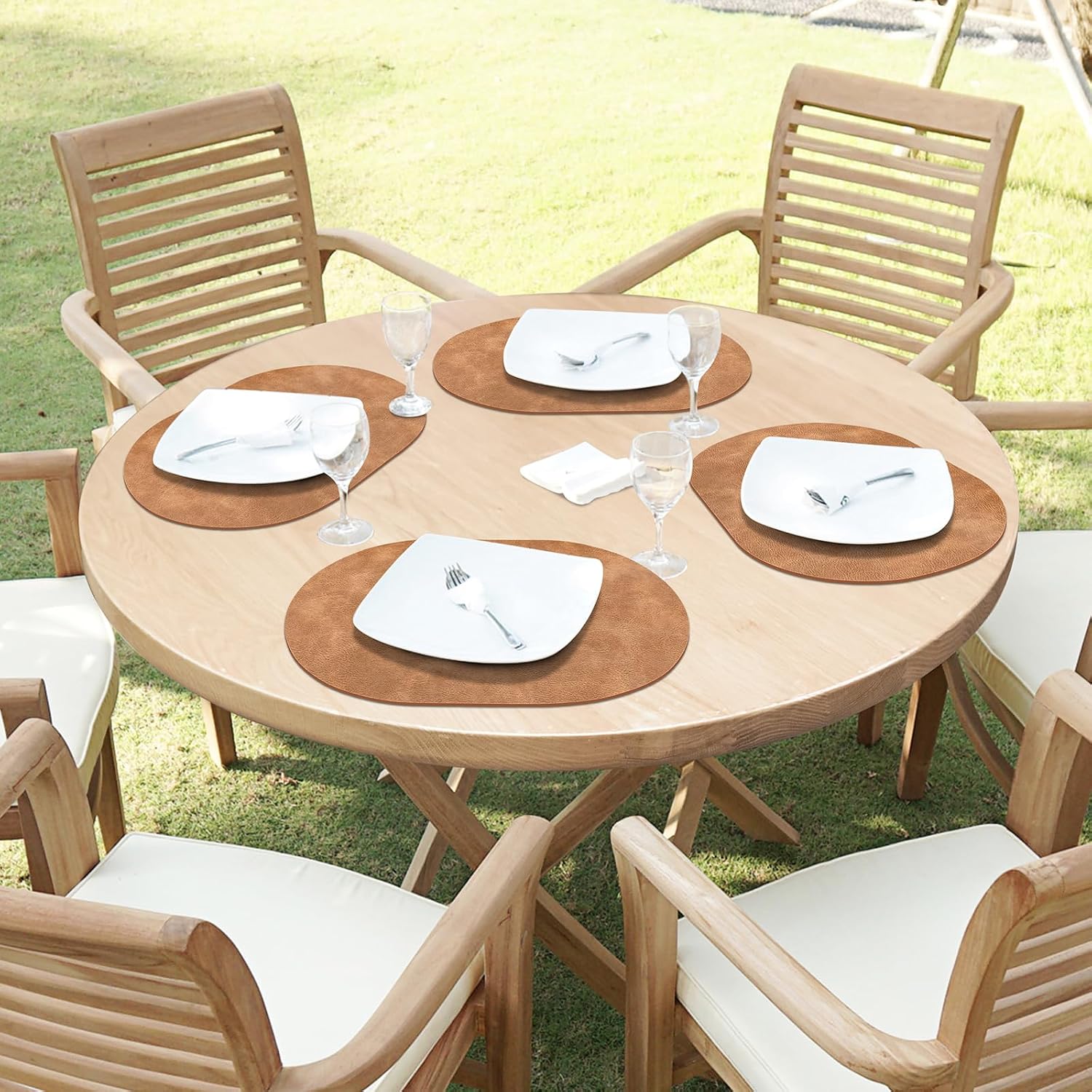 ADRIMER Placemats, Heat Resistant Oval Placemats Set of 12 Washable 12 x 17 Inch, Waterproof Table Mats, Wipeable Pu