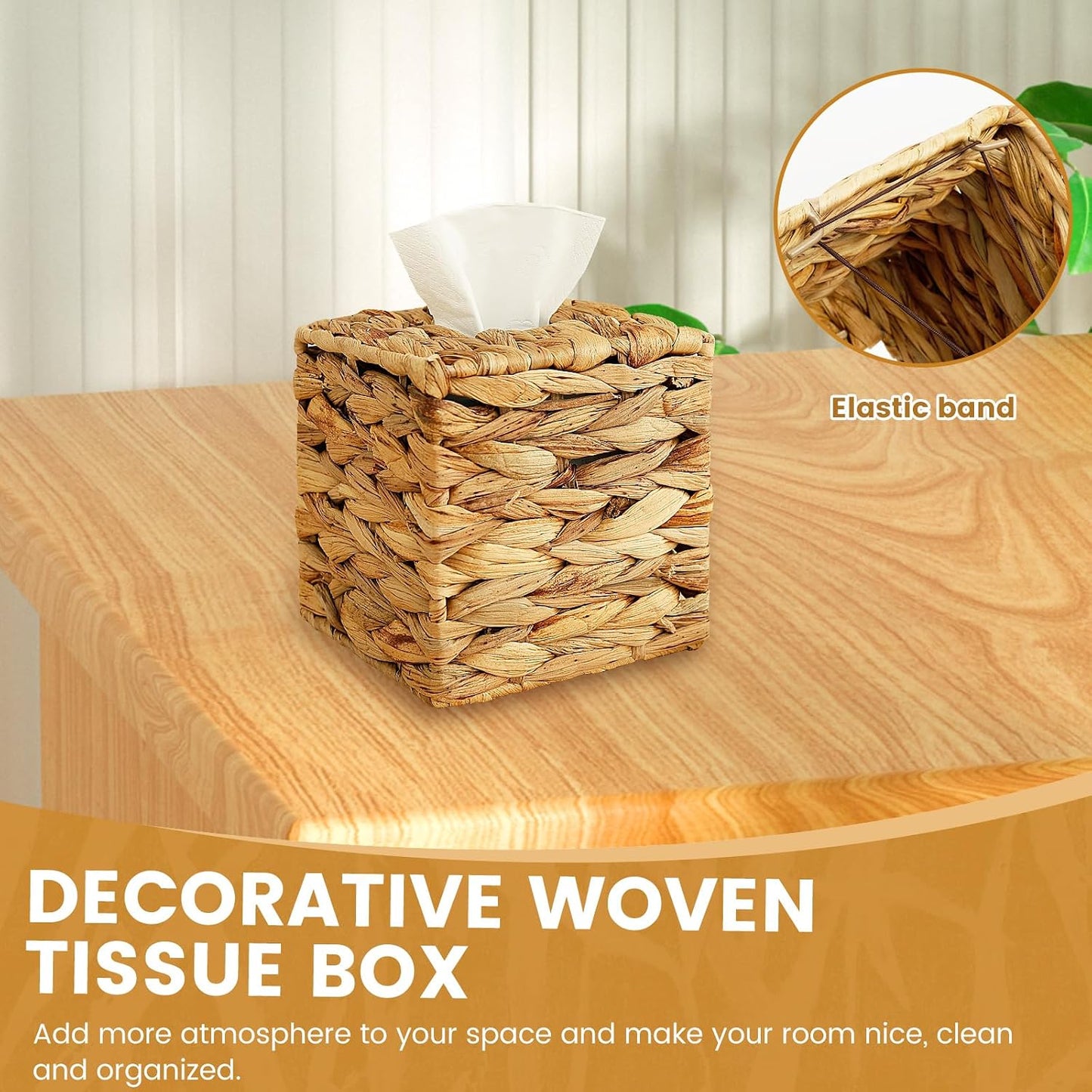 Wicker Tissue Box Cover / Khaki / Set of 2
