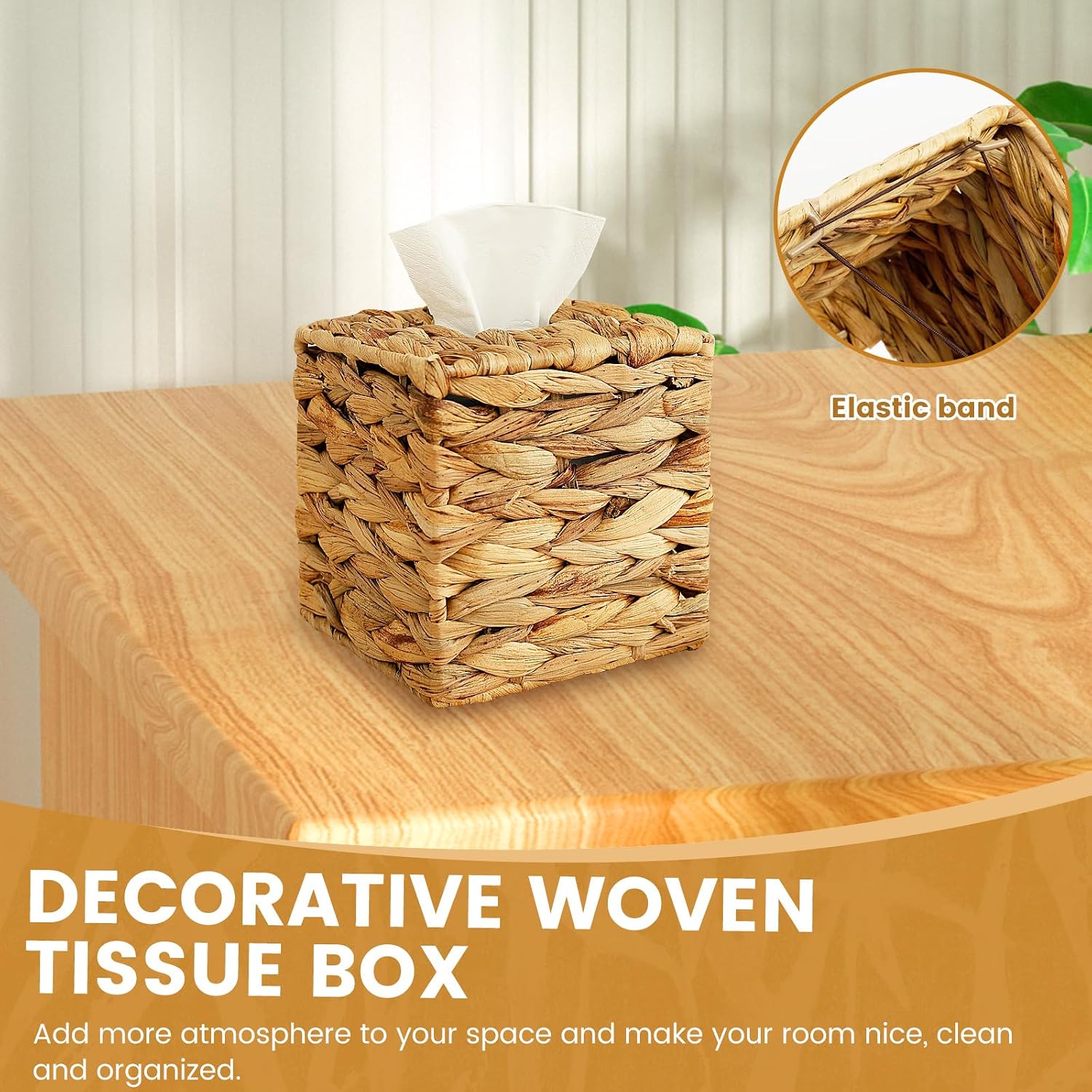 Wicker Tissue Box Cover / Khaki / Set of 2