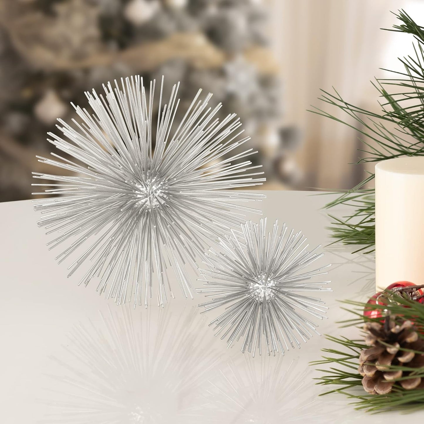 Mid Century Modern Metal Starburst / Silver / Small
