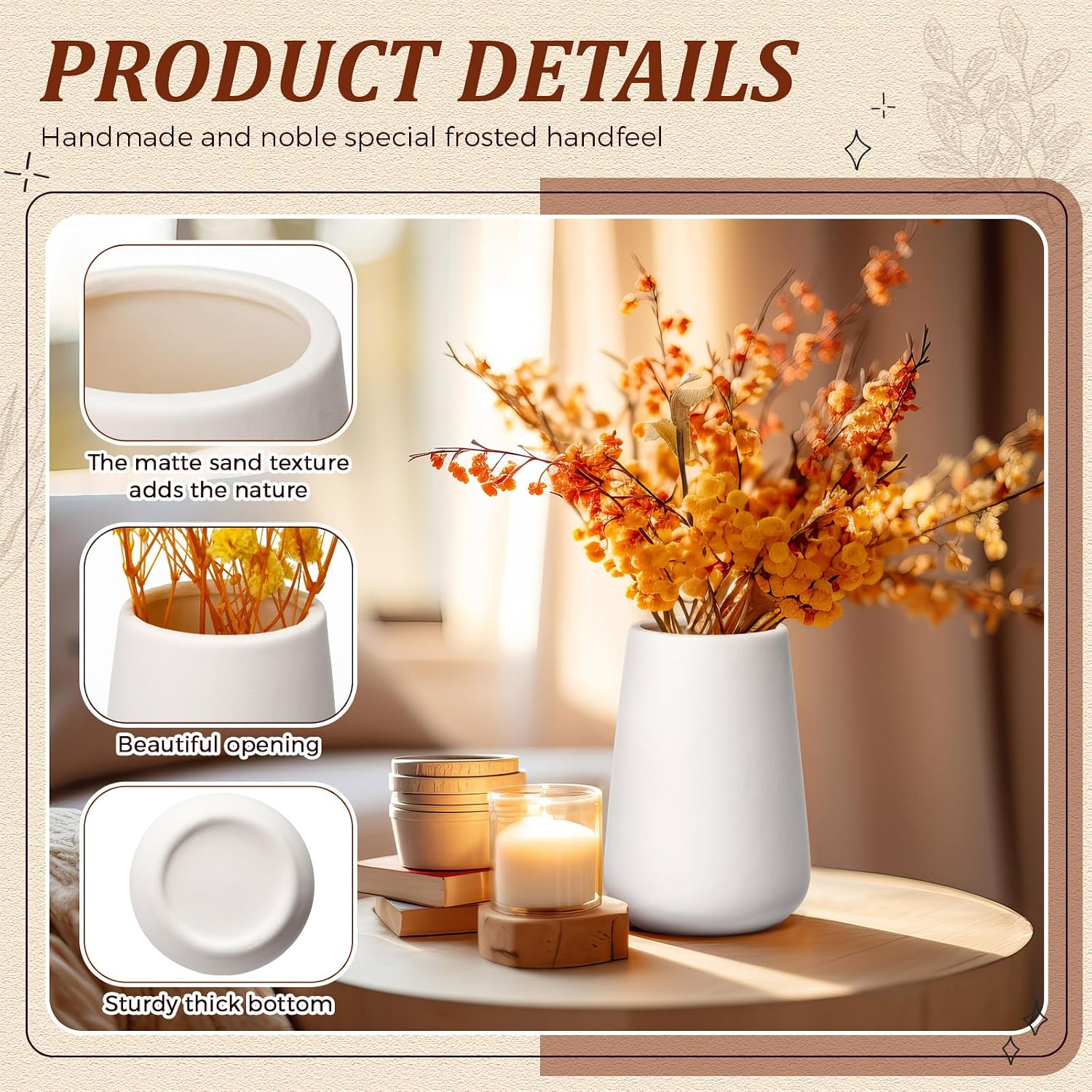 Ceramic Bud Vases Bulk Boho Small Flower Vase Ceramic Vases / 3.9"*2.76 / Basic / White / Set of 15