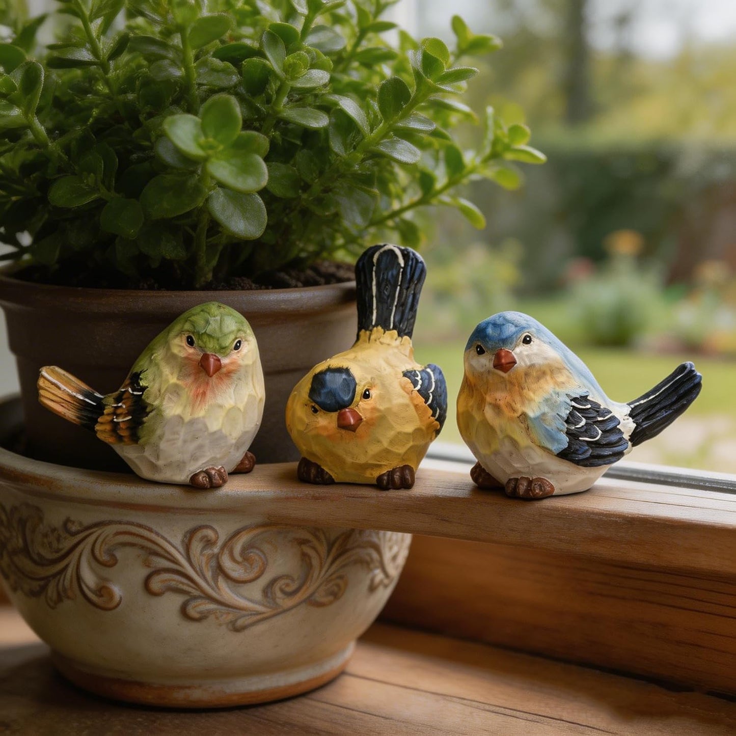 Birds Statues Indoor Outdoor Resin Lawn / Set of 3