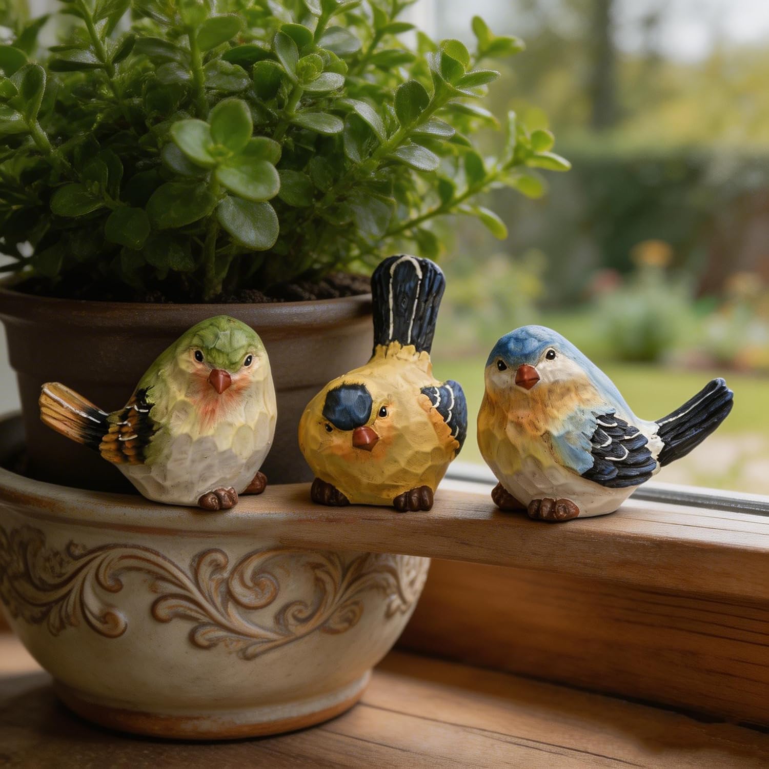 Birds Statues Indoor Outdoor Resin Lawn / Set of 3
