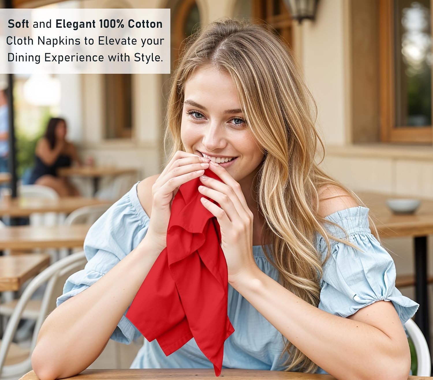 Ruvanti Cloth Napkins Set of 12, 100% Cotton 18”x18” - Flame Scarlet | Washable, Soft, Durable & Absorbent Everyday
