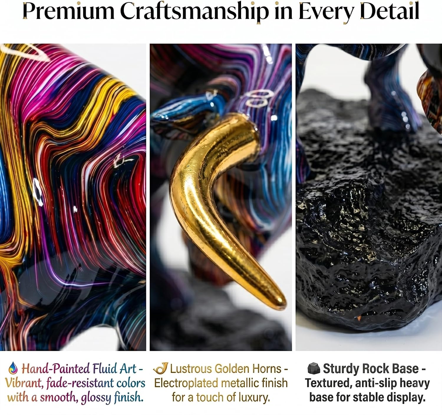 Abstract Fluid Art Bull Statue / Line