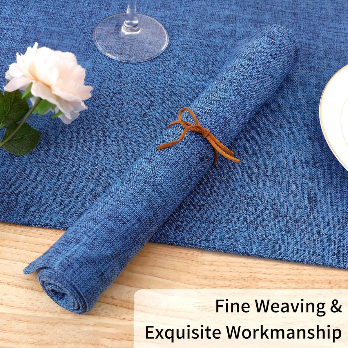 Homaxy Cloths Placemats for Dining Table Set of 12, 13" x 19", Blue | Heat Resistant, Washable, Cotton Linen Blend