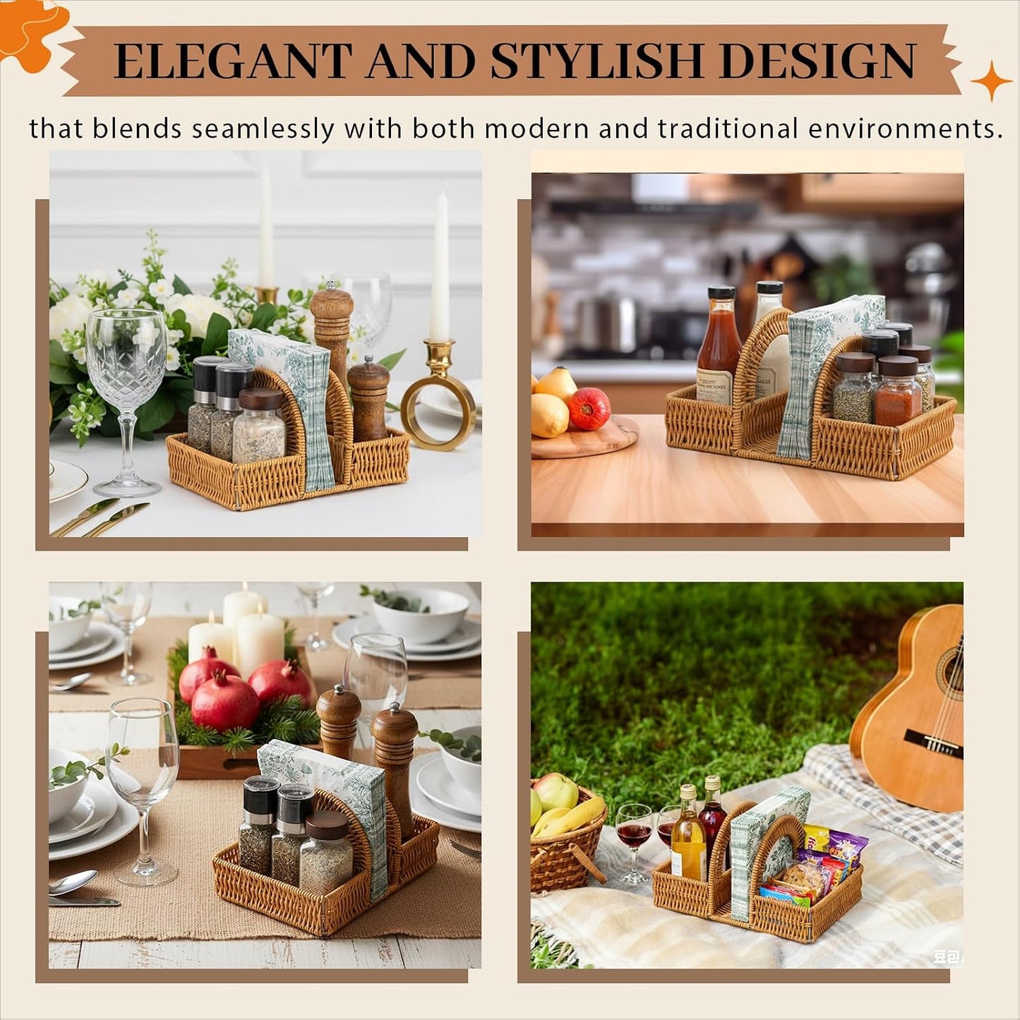 Boho Rattan Napkin Holder