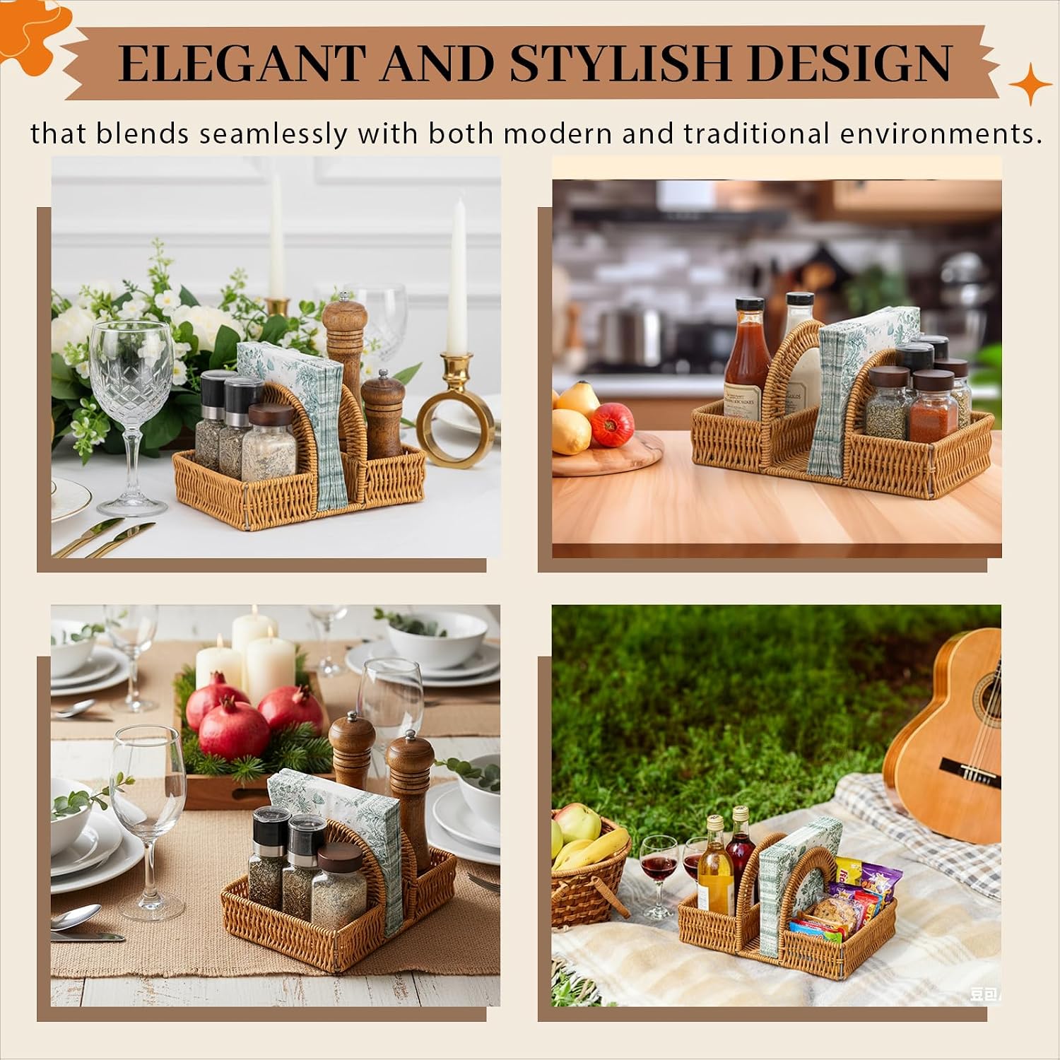 Boho Rattan Napkin Holder