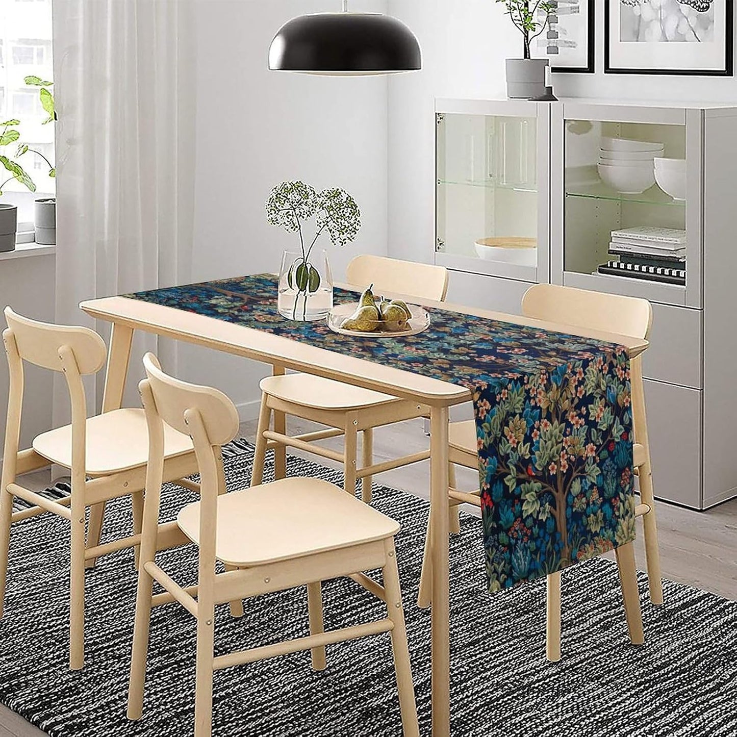 William Morris Floral Table Runner William Morris Art Retro Design Pattern Printed Linen Table Runner for Home Kitchen