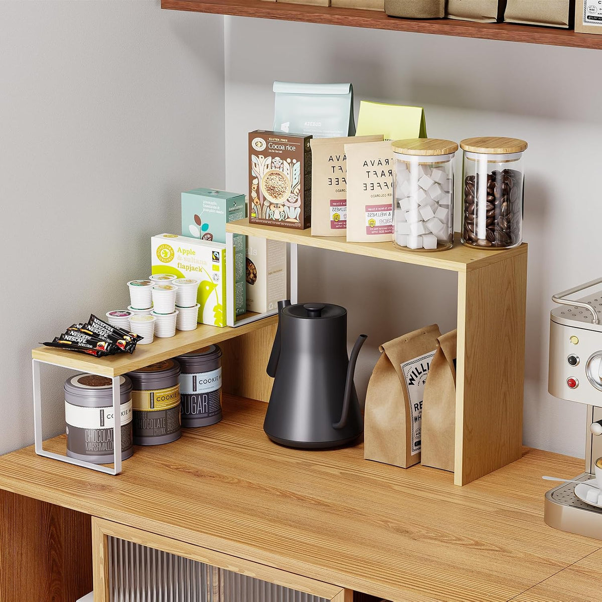 Cabinet Organizer Shelf, 2-Tier Kitchen Counter Organizer Corner Shelves Coffee Bar Organizers for Countertop Kitchen