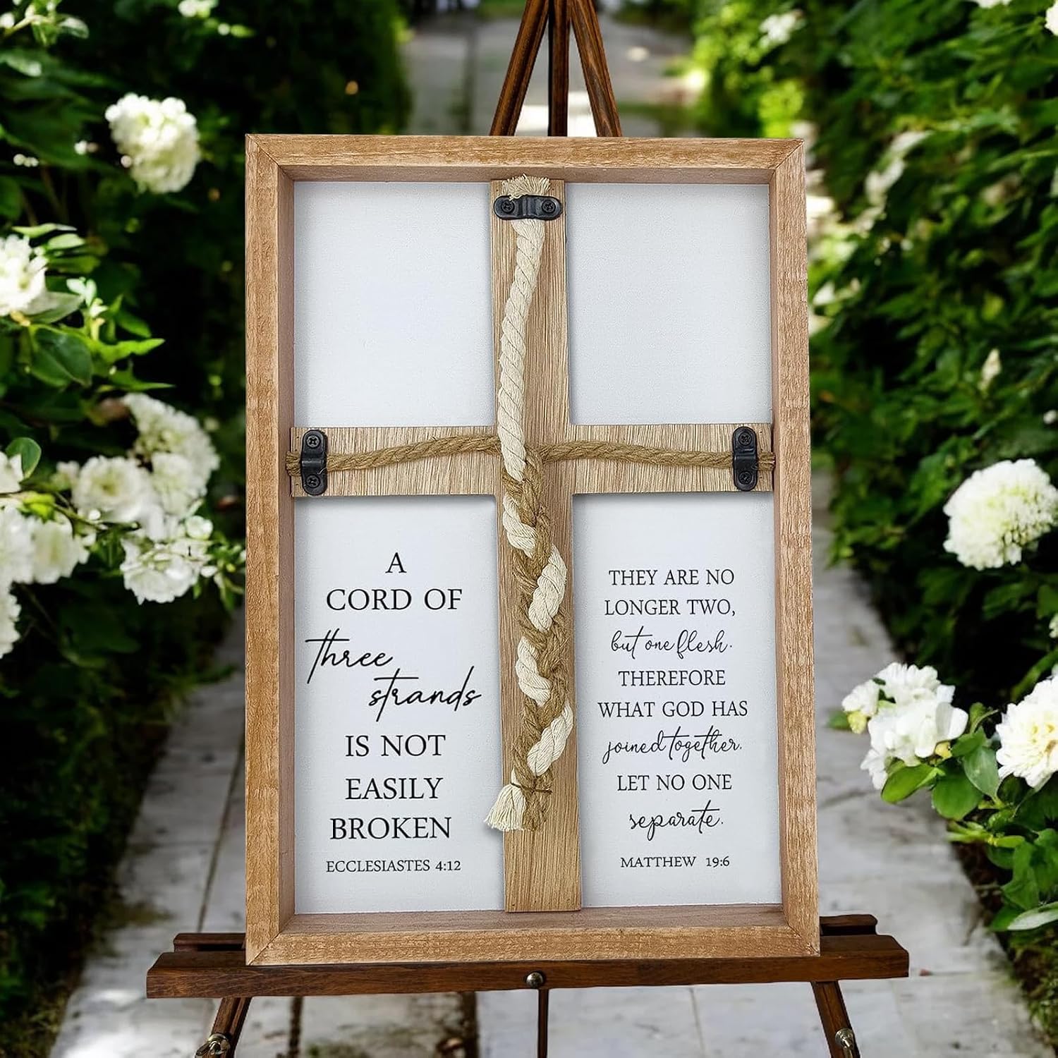 Braid Knot Rope Frame Wall Decor for Unity Ceremony / 15 x 10 / Wood