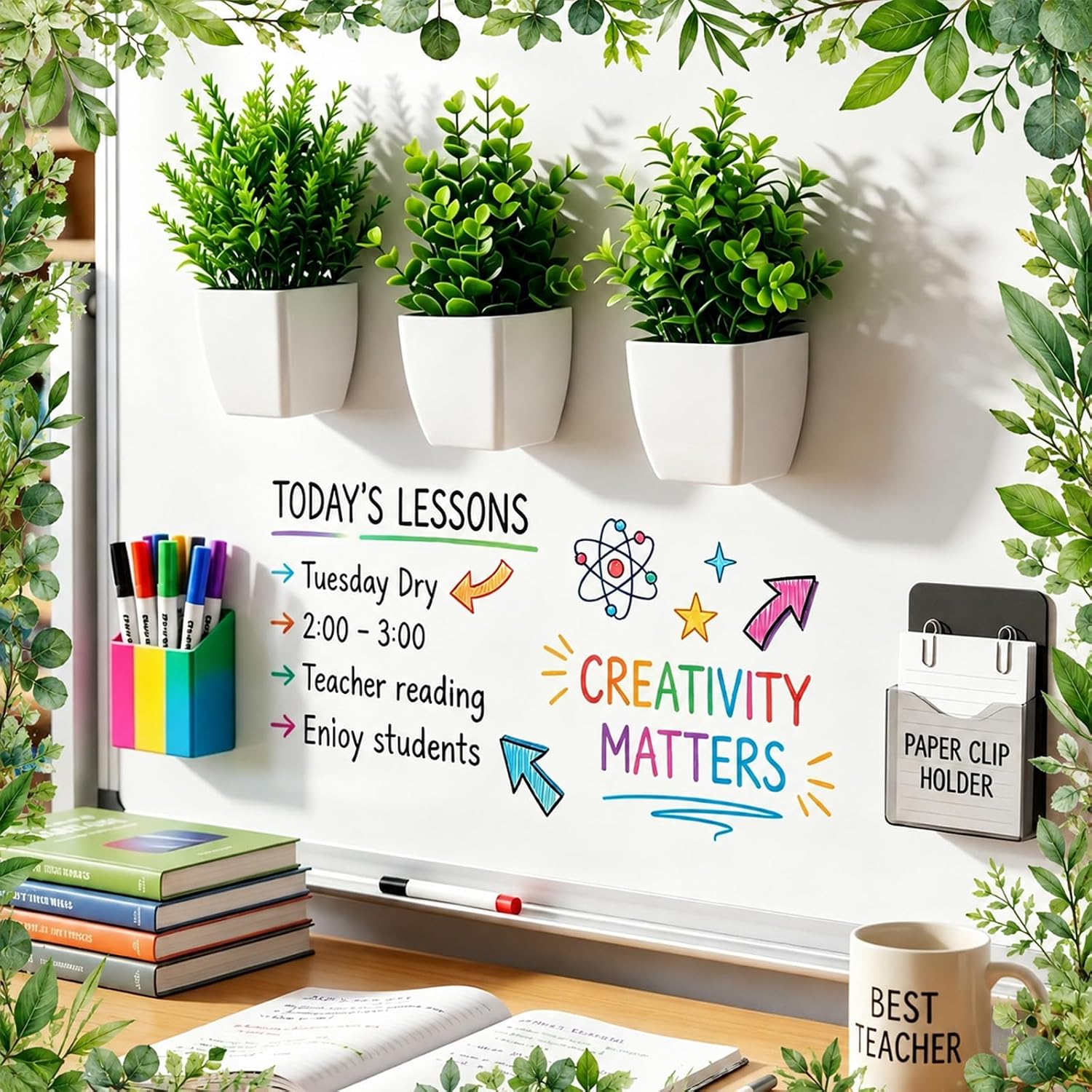Magnetic Plants Classroom Decor Artificial Potted Potted Mini Fake Plants / Greenery / Set of 3