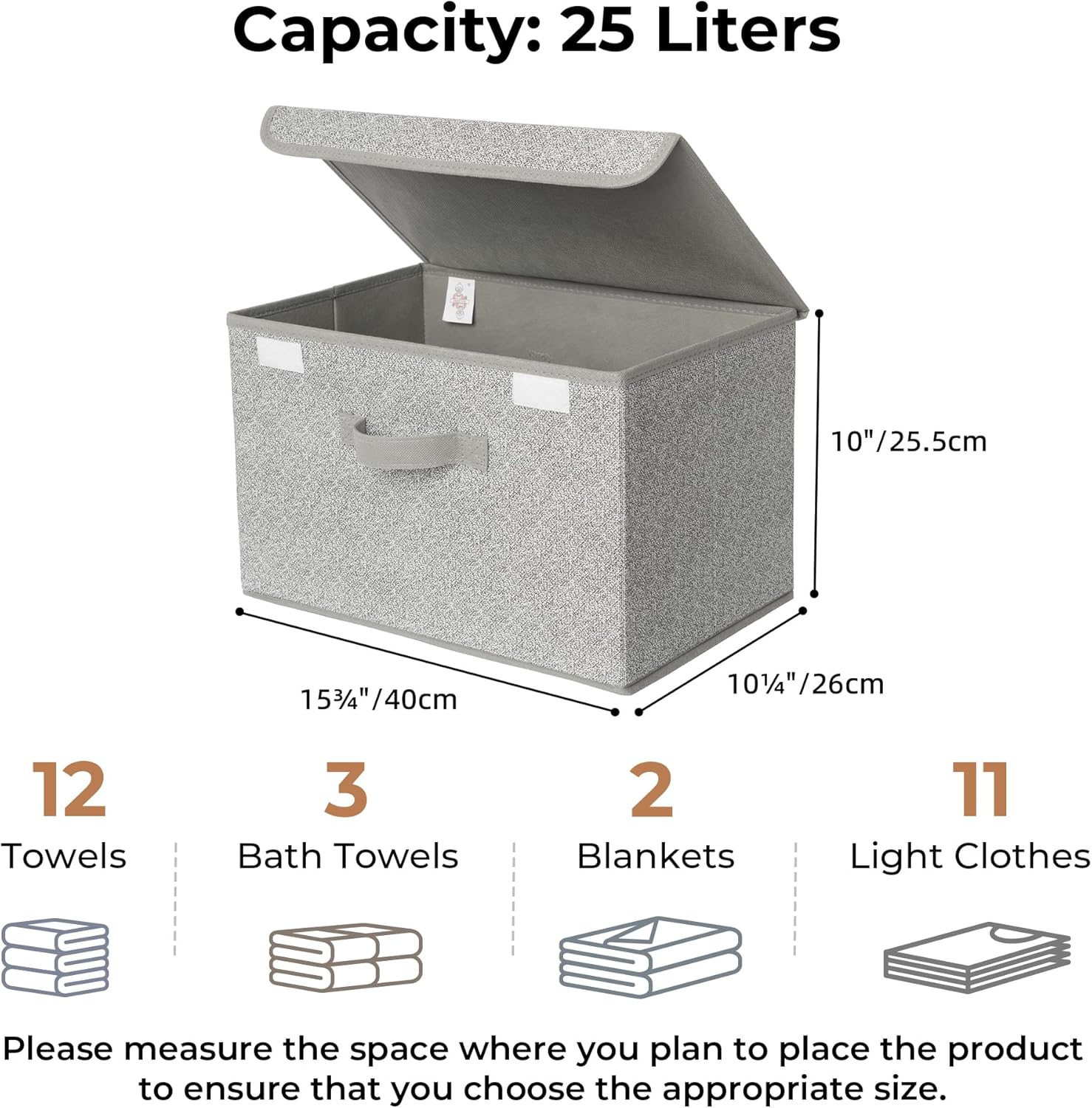 Storage Baskets / Closet Organizers / Ash Gray / Large / Set of 2
