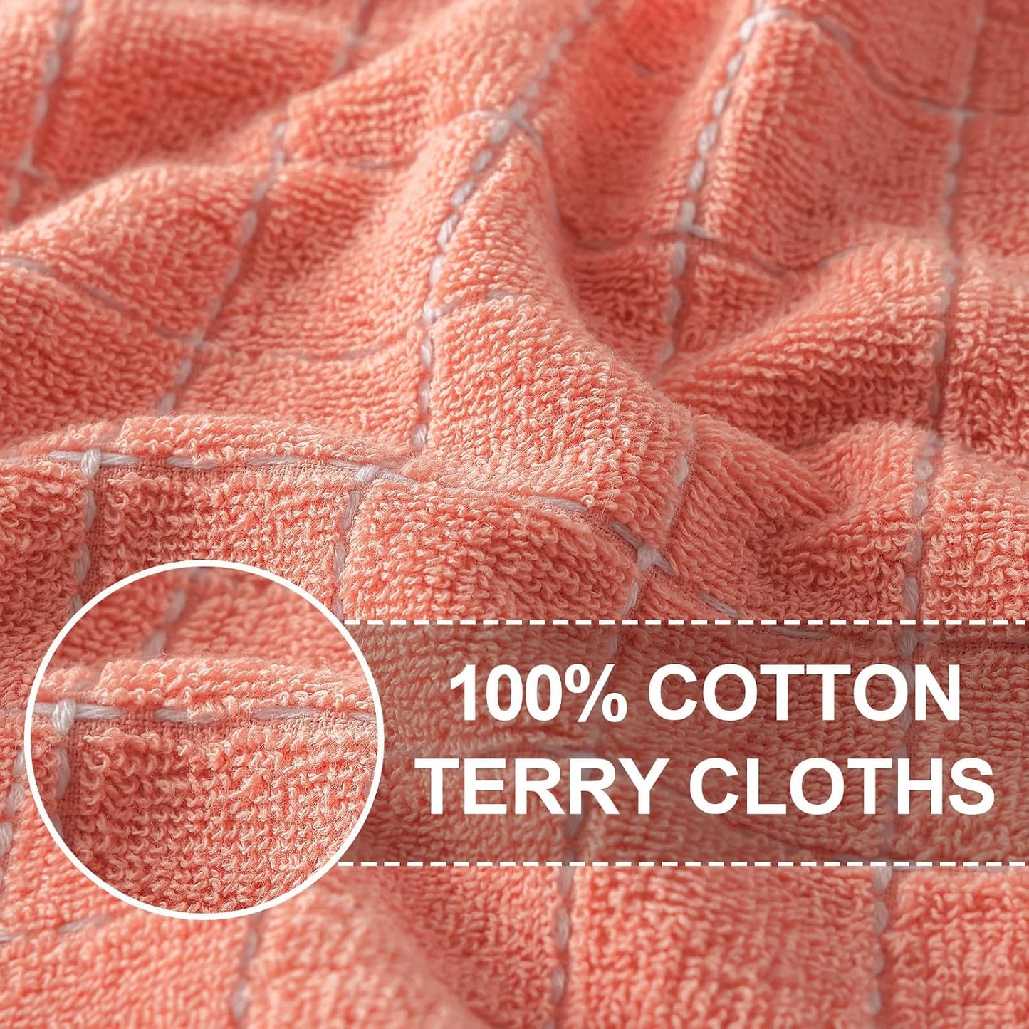 Homaxy 100% Cotton Terry Kitchen Towels, 6 Pack, Coral | Ultra Soft and Absorbent Dish Towels for Kitchen, Suitable for