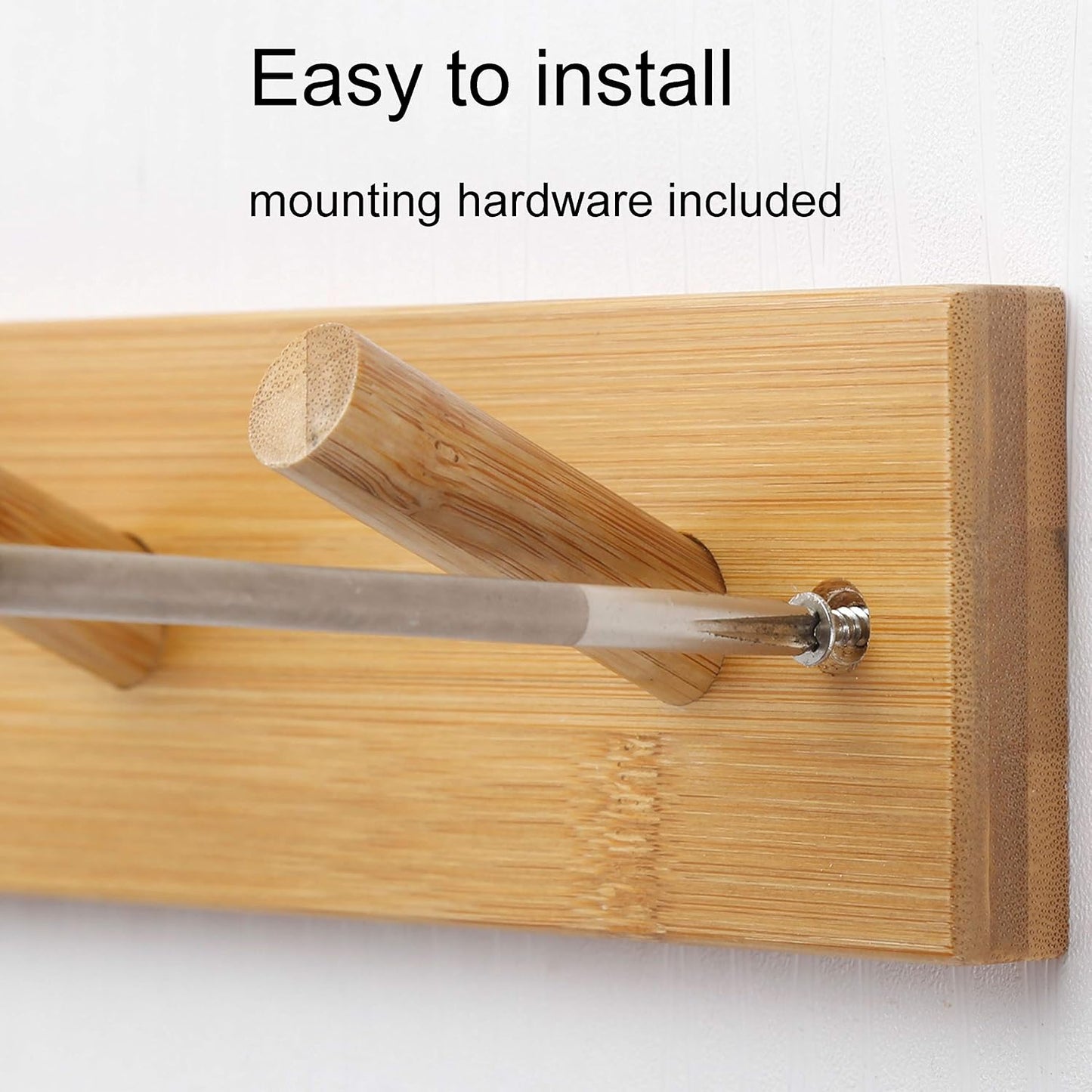 WEBI Coat Rack Wall Mounted,16" Hole to Hole,Coat Hanger Wall Mount with 5 Hooks for Hanging Coats,Hook Rack Peg Rail