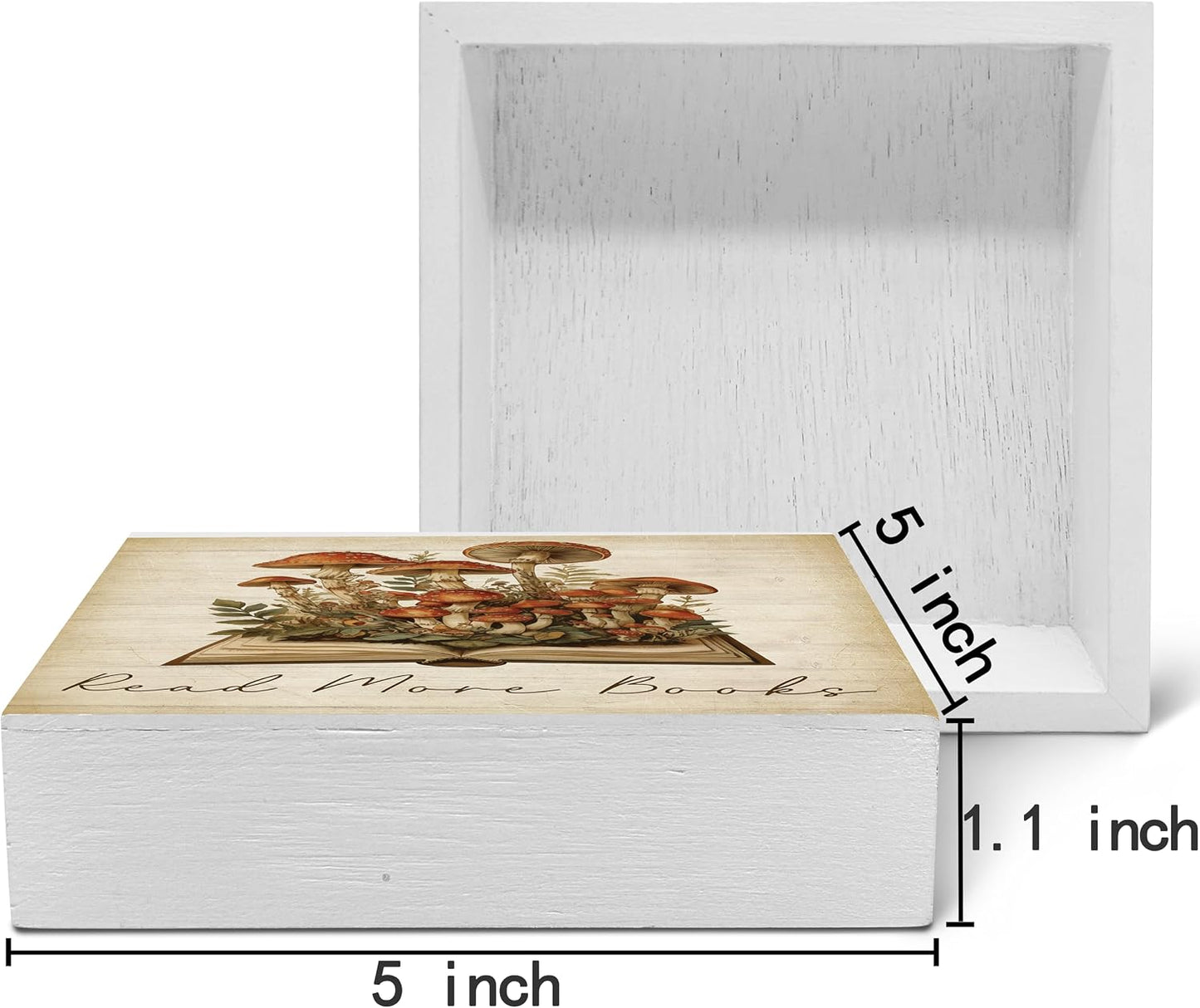 Vintage Mushroom Book Theme Wooden Block