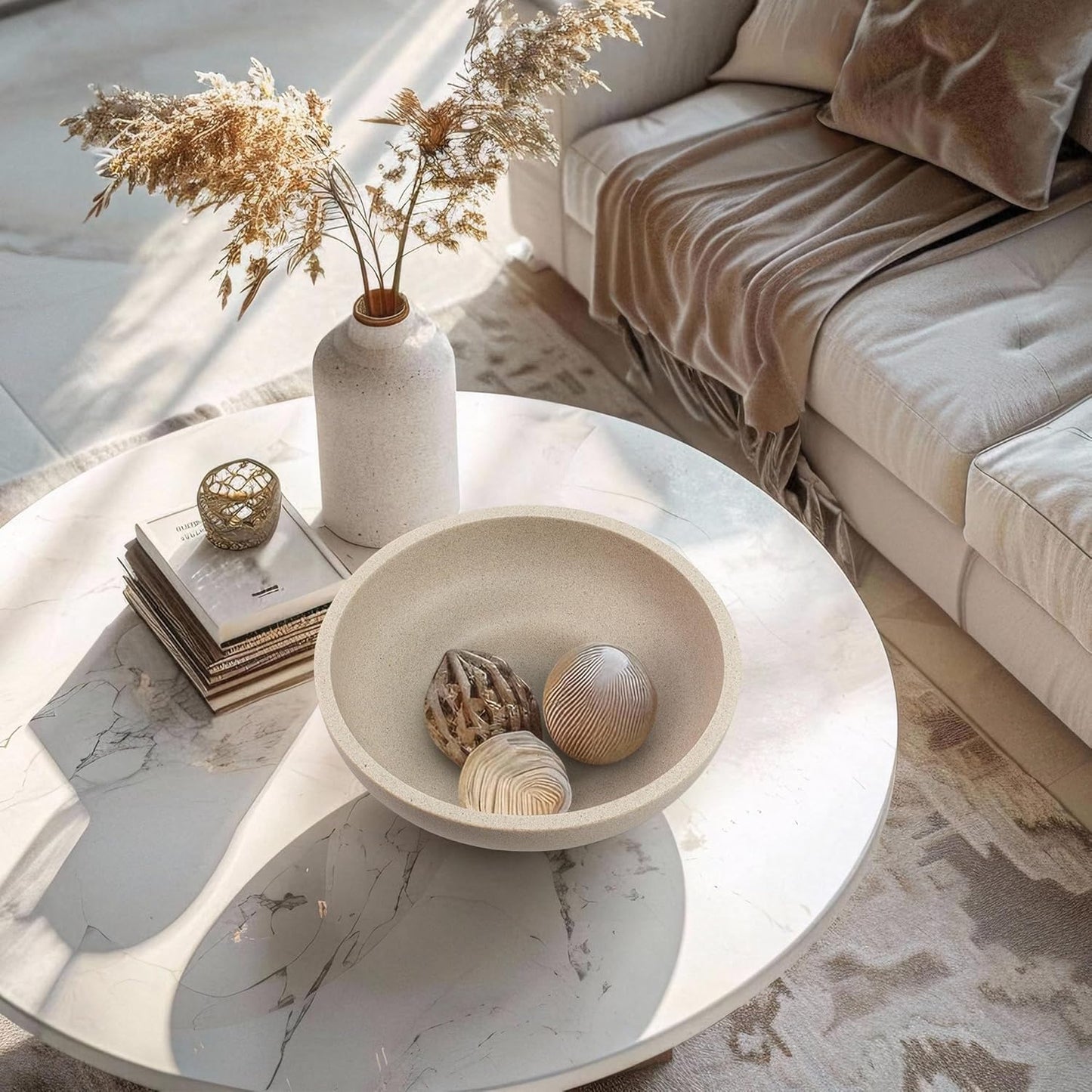 Modern Resin Fruit Bowl / Beige