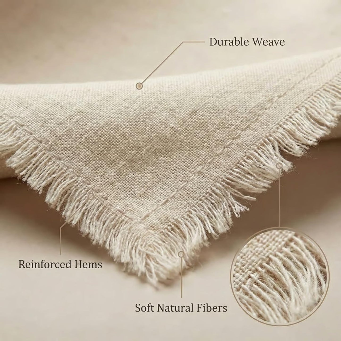 Linen Cloth Washable Cotton Dinner Napkins Wedding Party Decor | 18X18 inches , Set of 12 (Natural). Perfect for