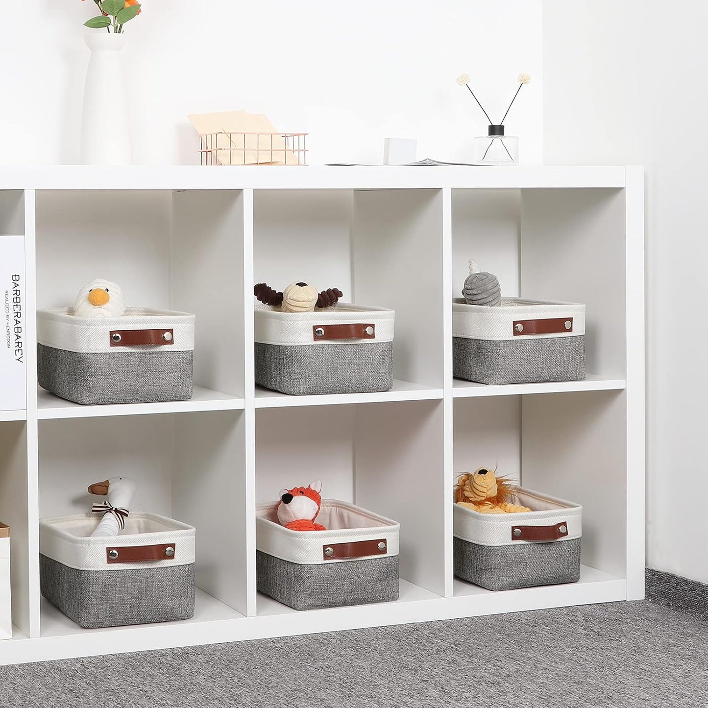 Small Storage Baskets / White&grey / 11.8 x 7.9 x 5.1 / Small/6p / Set of 6