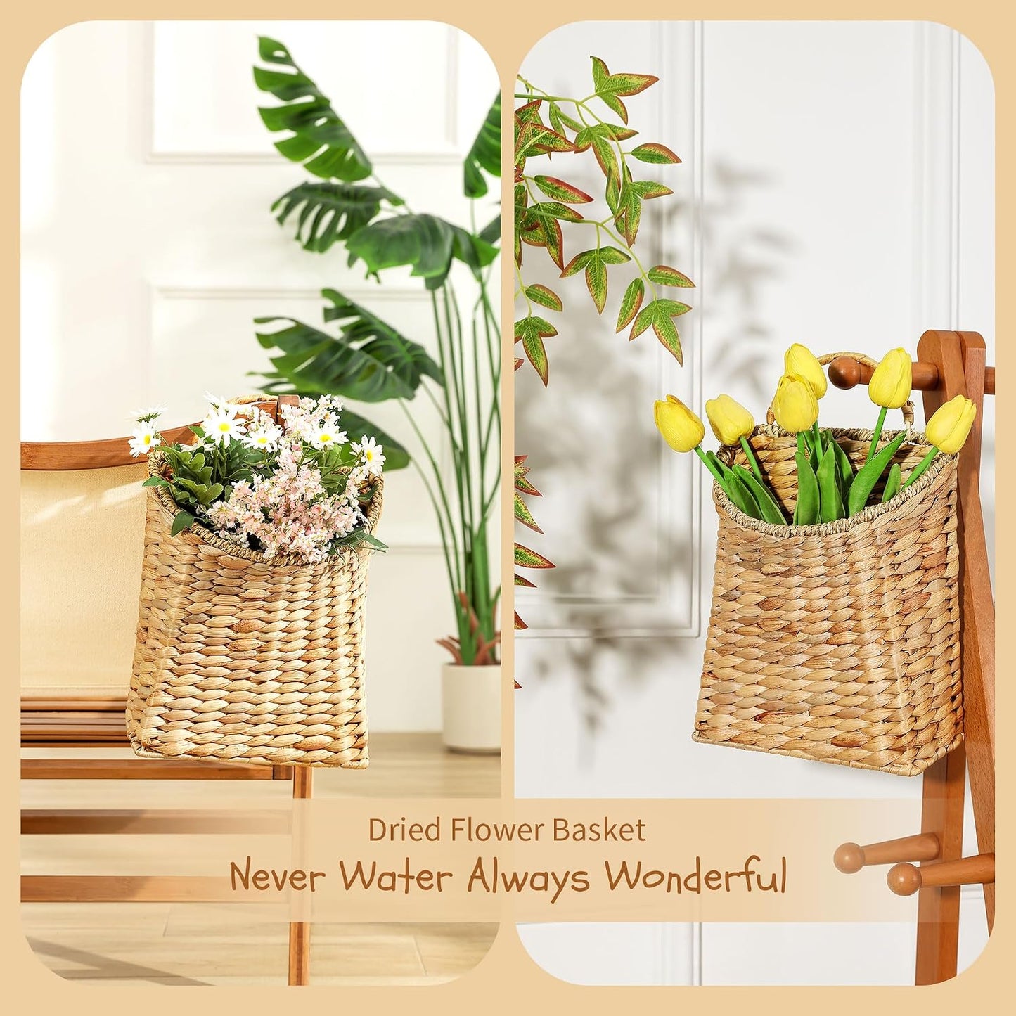 Water Hyacinth Hanging Woven Basket / 13 x 8.5