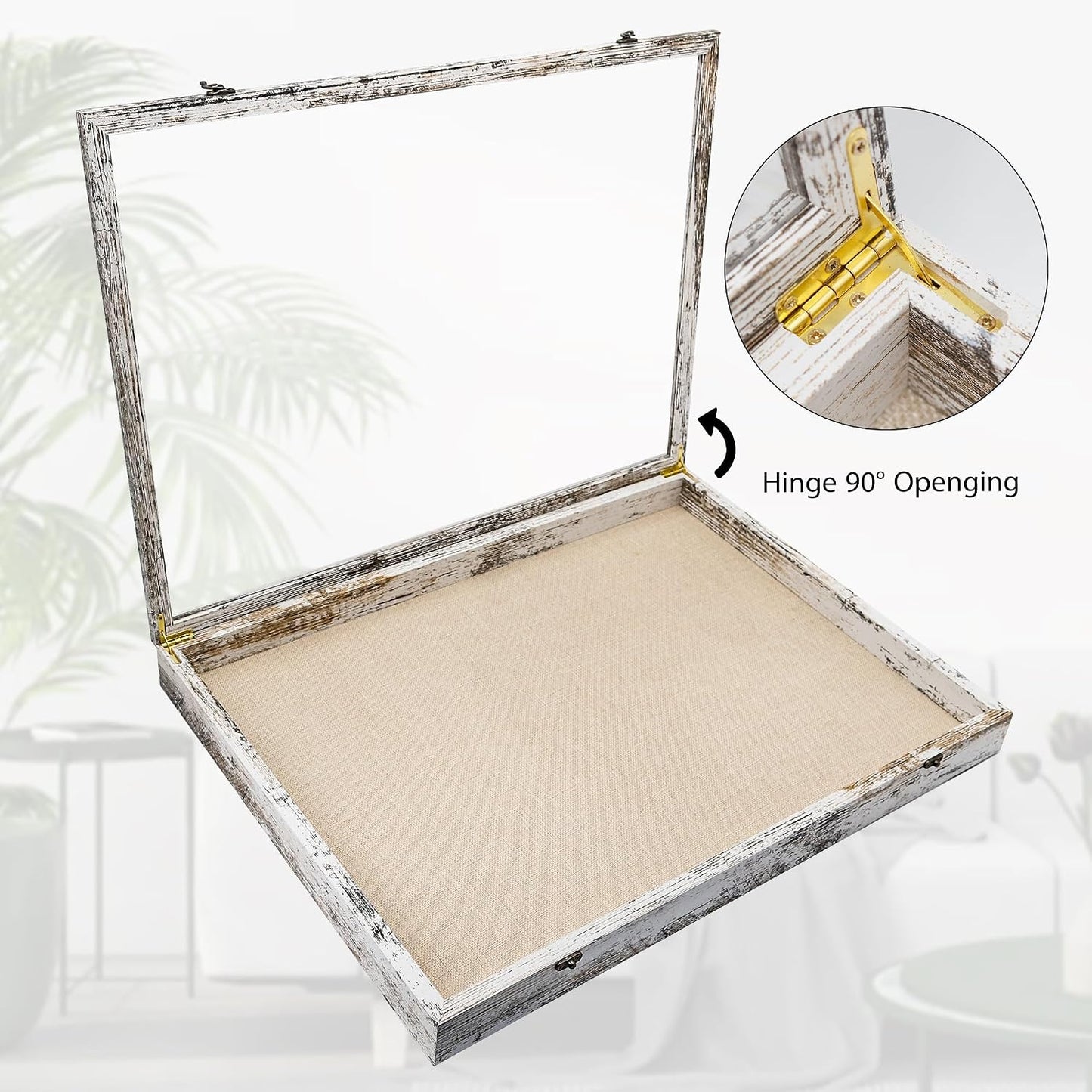 18x24 Extra Large Wedding Bouquet Shadow Box Display Case,White | Large Shadow Box Display Case with Glass Window,Metal