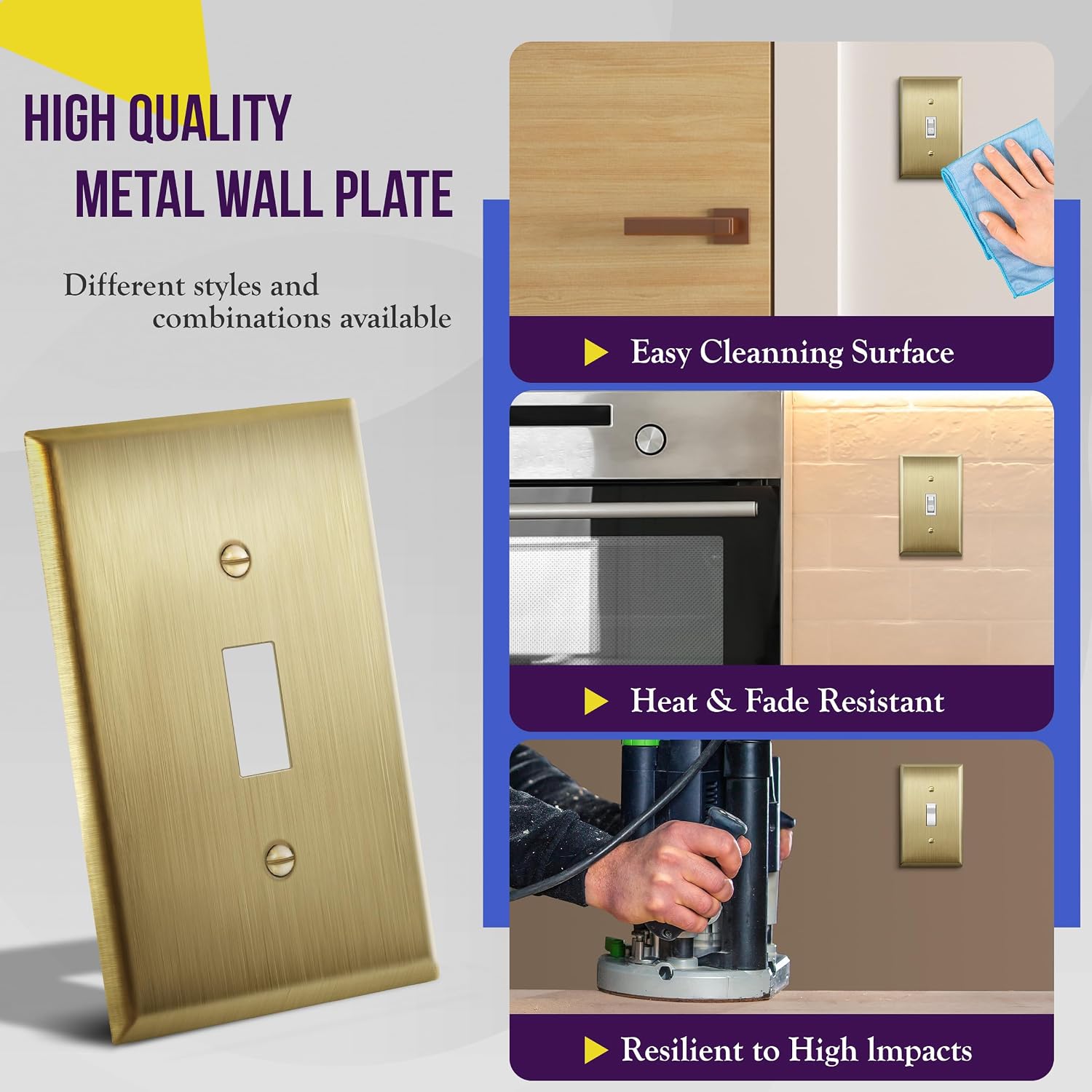 ENERLITES Toggle Light Switch Metal Wall Plate, Stainless Steel Switch Cover, Corrosion Resistant, Standard Size 1-Gang