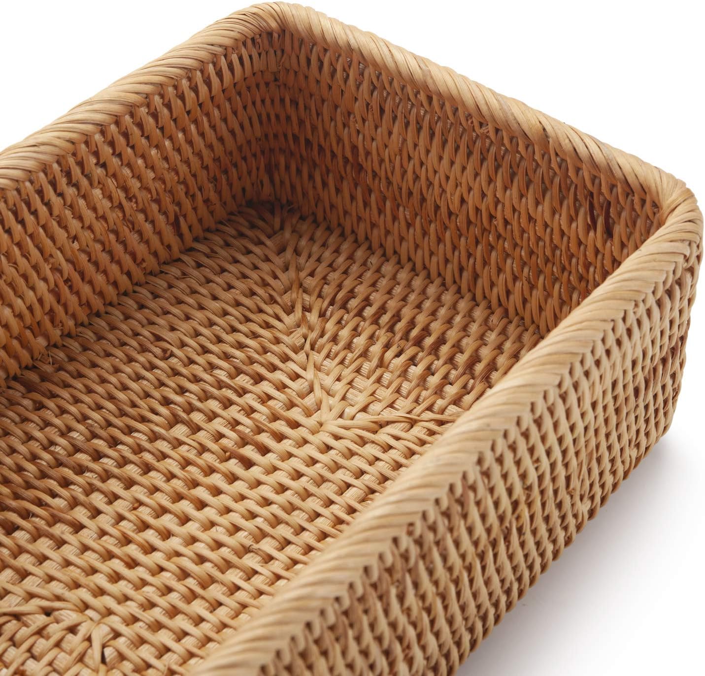 Rattan Fruit Storage Baskets Woven Wicker Box for Key Holder / Rectangular / Natural / Set of 3