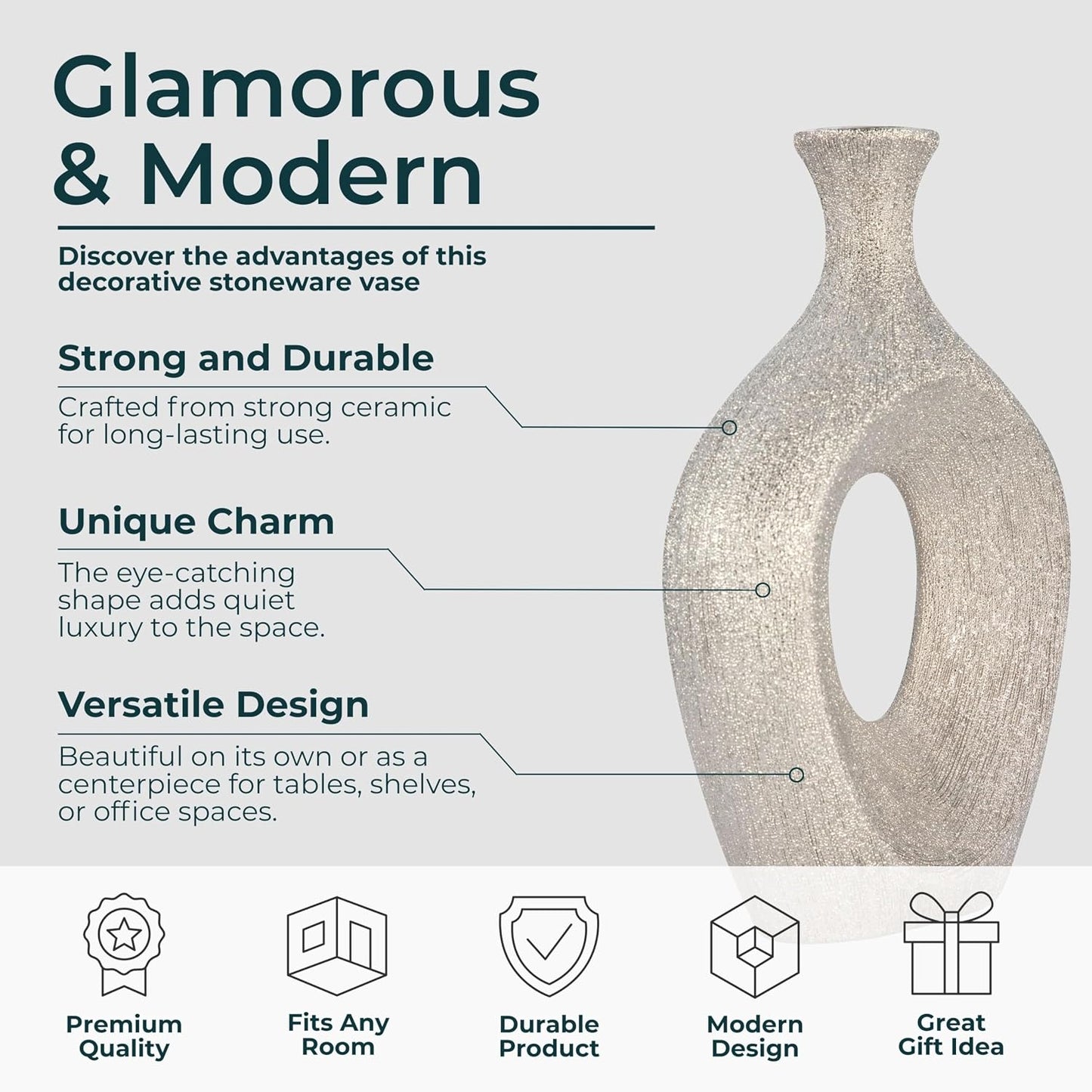 Glam Ceramic Vase / Silver