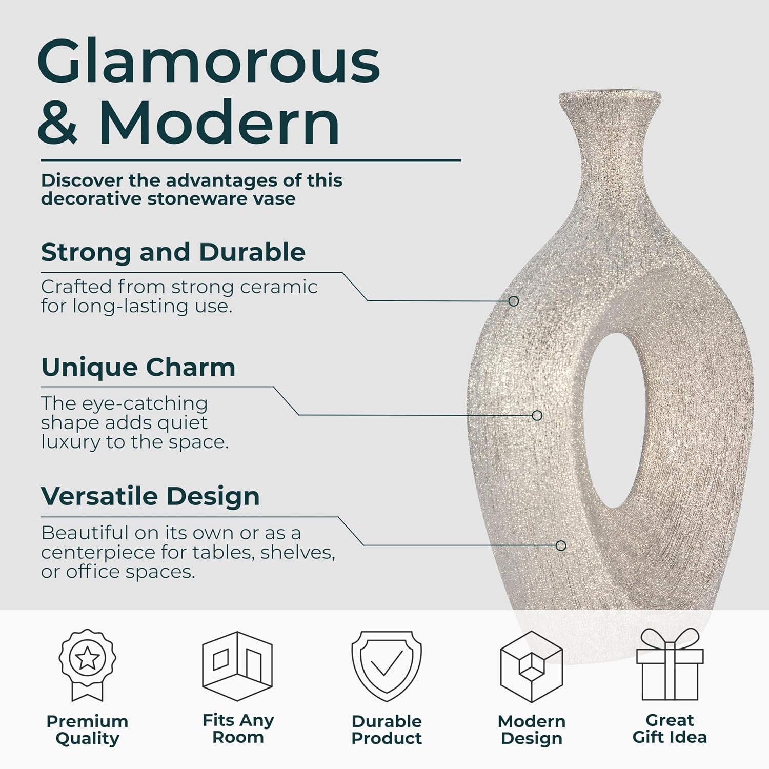 Glam Ceramic Vase / Silver