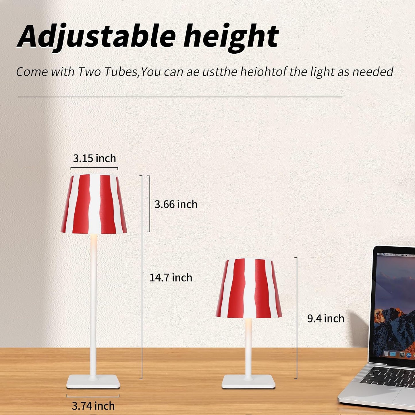 Mr. White Outdoor Waterproof Cordless Wireless Rechargeable Portable Top Touch Battery Operated Powered LED Table Lamp