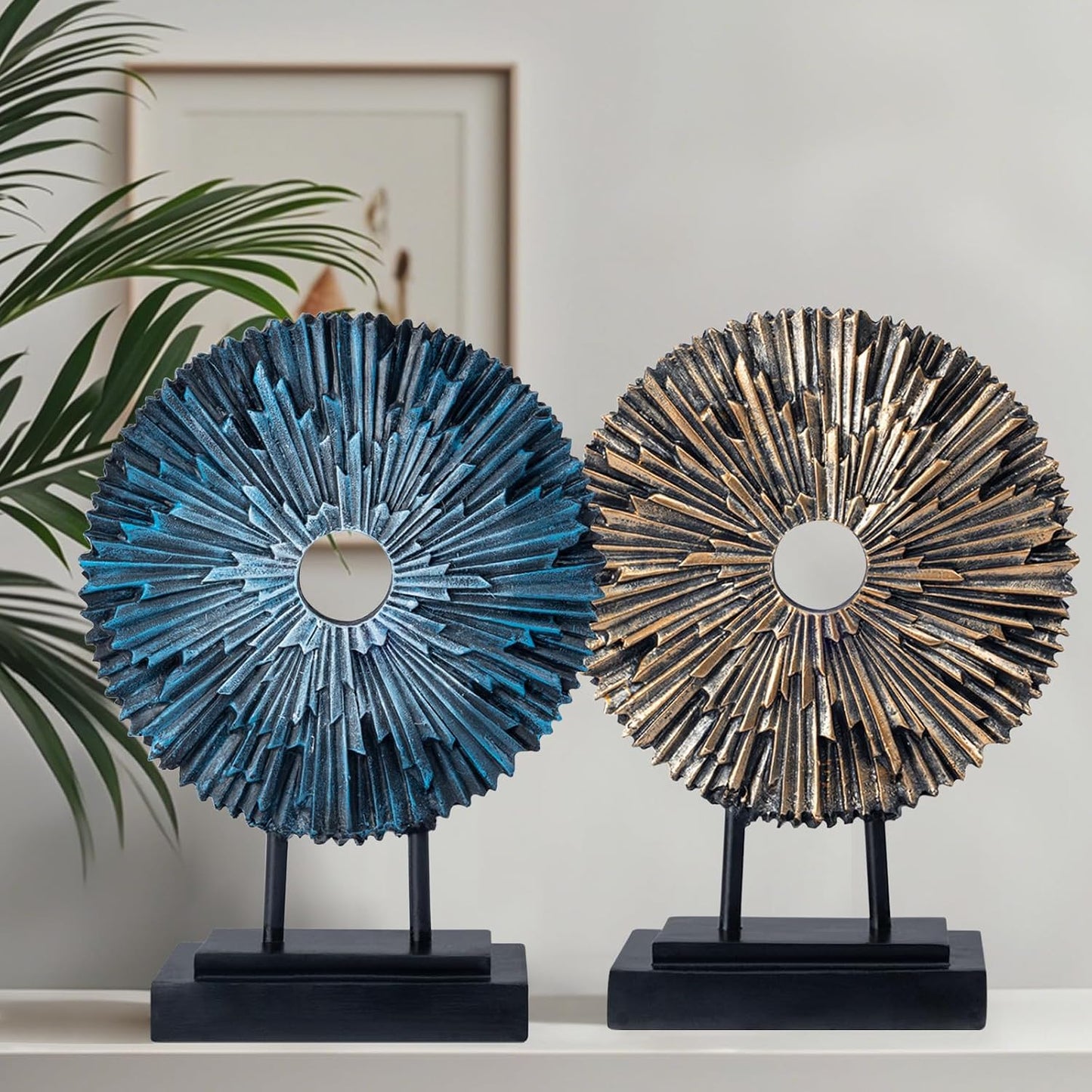 Round Statue HomeDecor Kitchen / Silver&blue