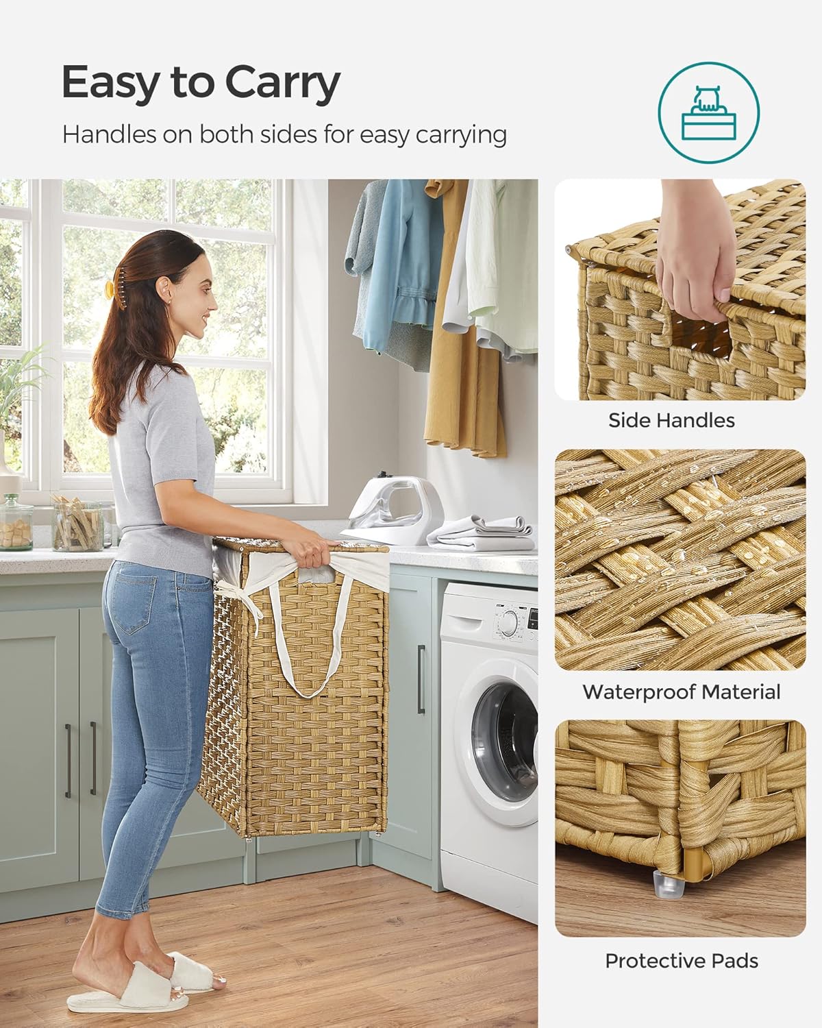Wicker Laundry Basket / Natural / 90 L