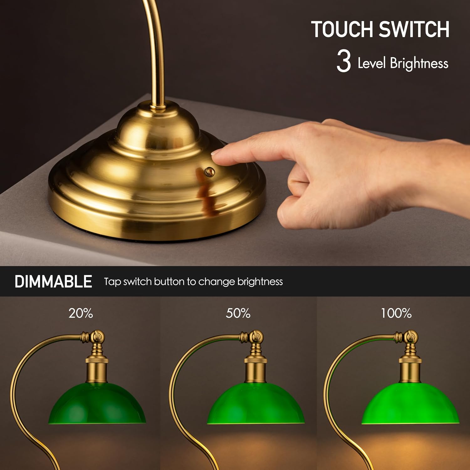 O'Bright Bankers - Cordless LED Table Lamp, Battery-Operated, Rechargeable, 3-Level Dimming, Universal USB-C Charging