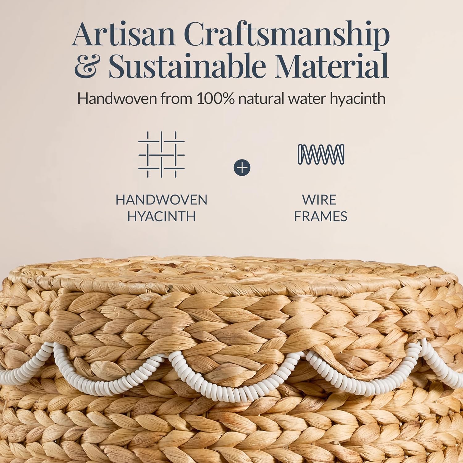Scalloped Multipurpose Hyacinth Storage Basket / Scallop, Natural/white