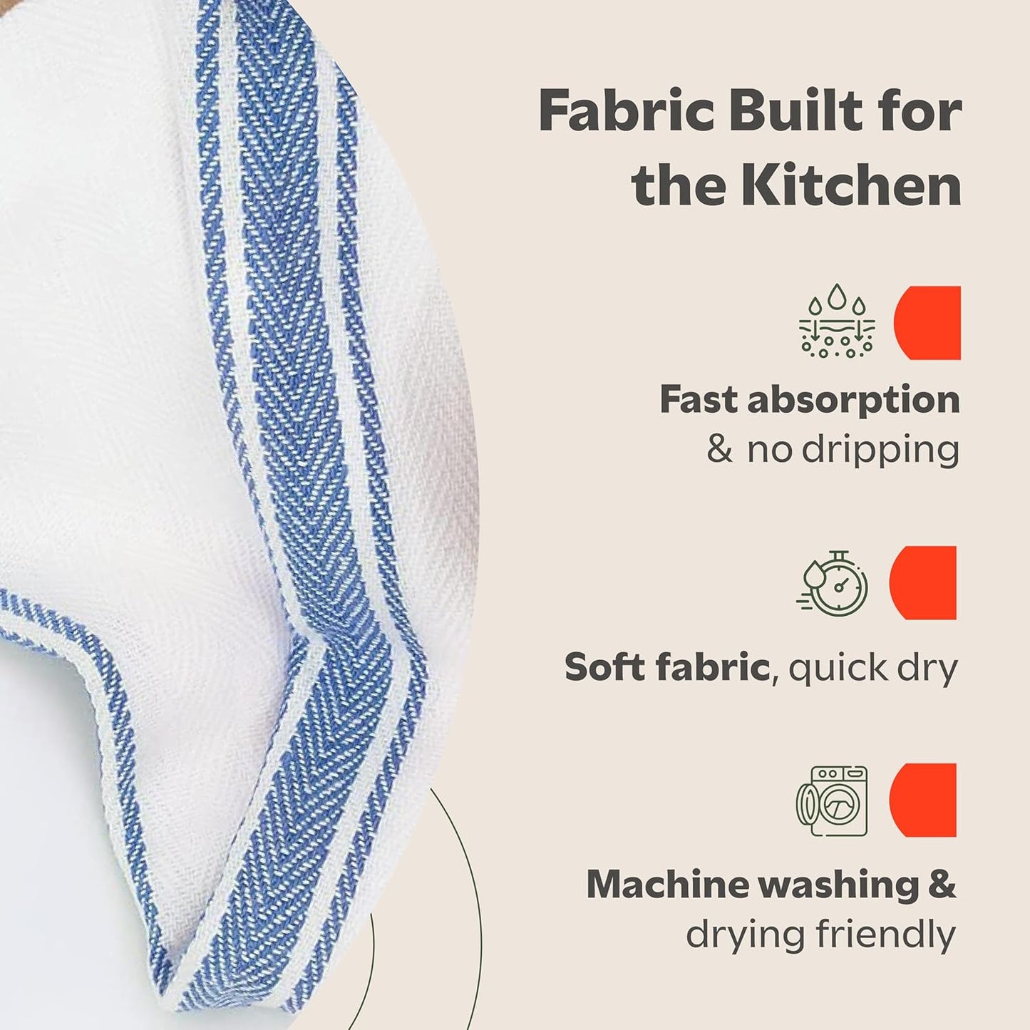 Zeppoli Classic Dish Towels - 15 Pack - 14" by 25" - 100% Cotton Kitchen Towels - Reusable Bulk Cleaning Cloths - Blue