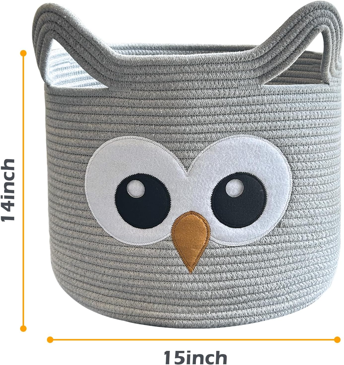 Owl Storage Basket for Gift Foldable Nursery Animal Toy Basket / Light Grey / Grey Owl