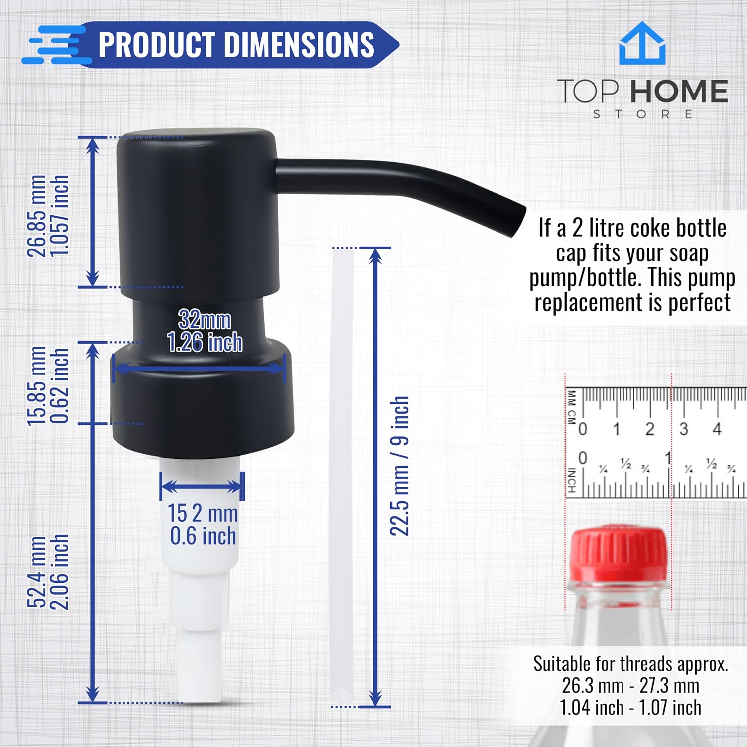 Bathroom Countertop Soap Pump Heads, Black Matte, 4-Pack