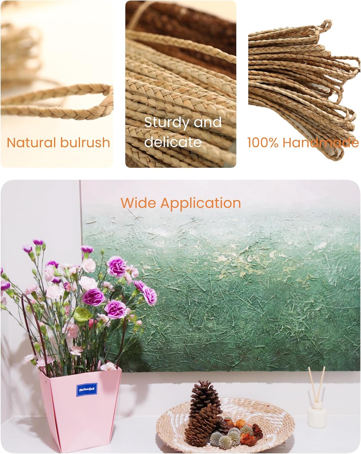 Bulrush Wall Basket Wicker Wall Art / Floral