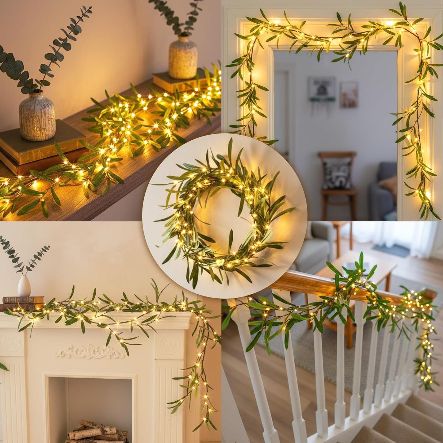 Lighted Artificial Olive Garland / 6 Inch