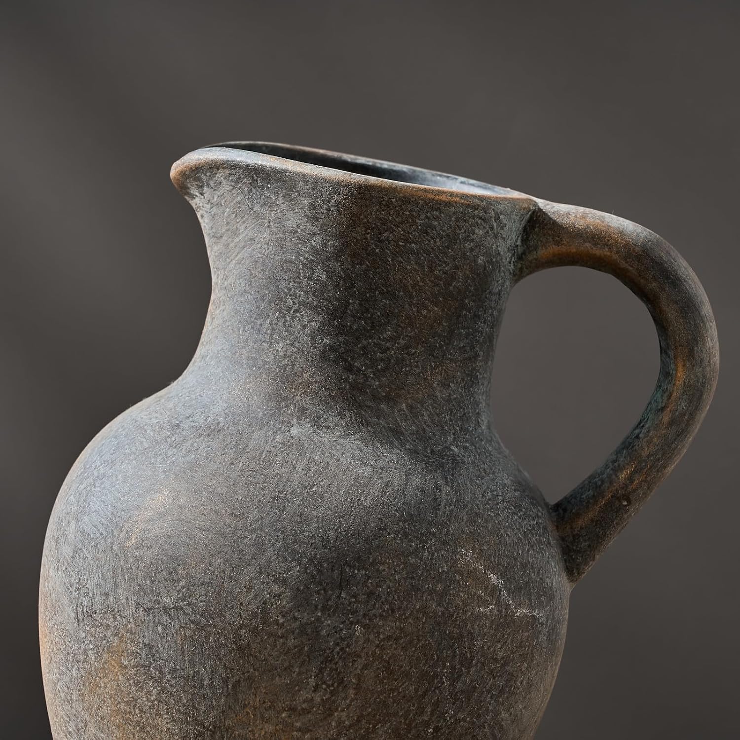 Ceramic Rustic Farmhouse Vase / Black and Gold