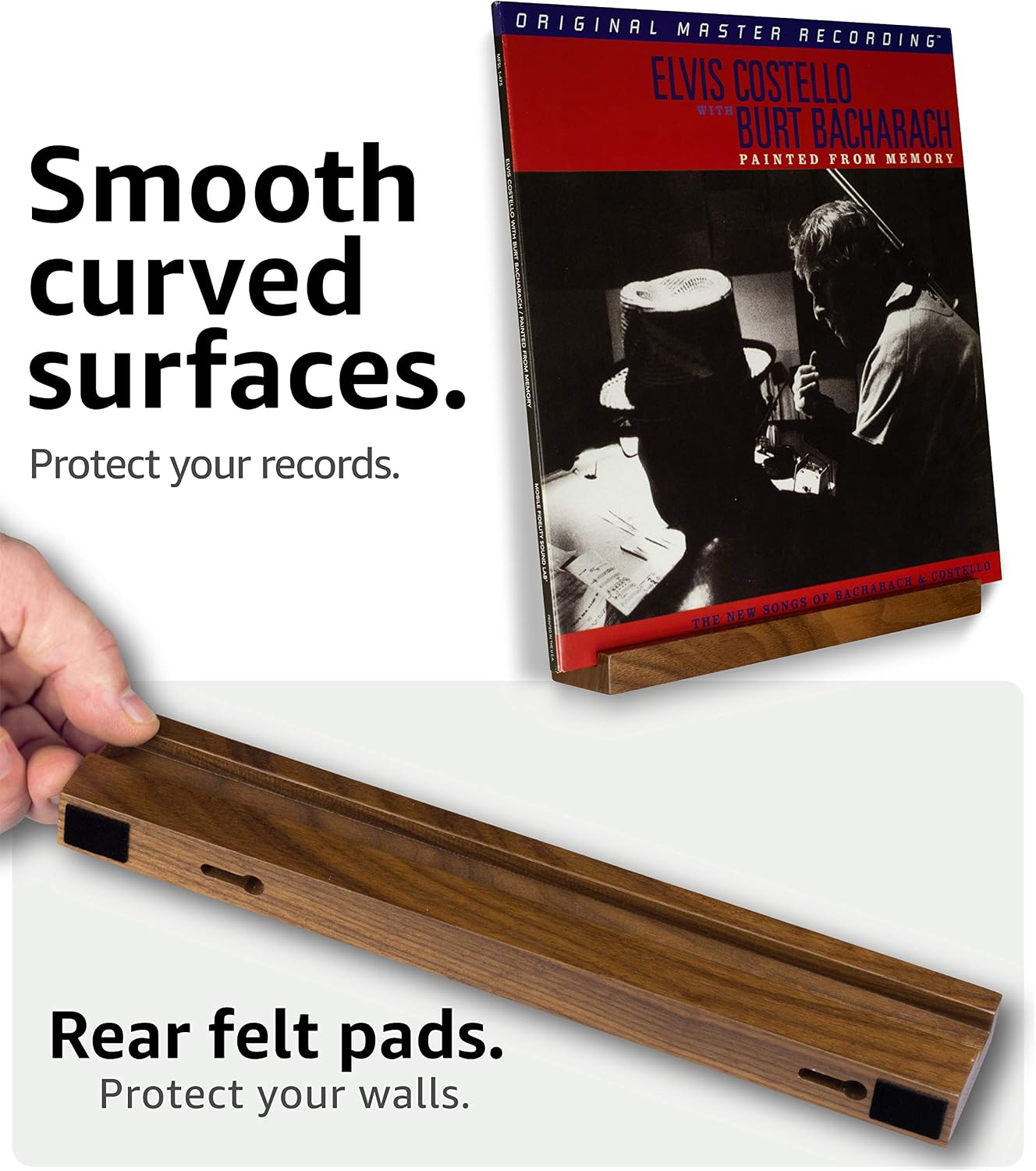Walnut Vinyl Record Display Shelves, Album Art & Now Playing | Solid walnut shelves for album art décor or now playing