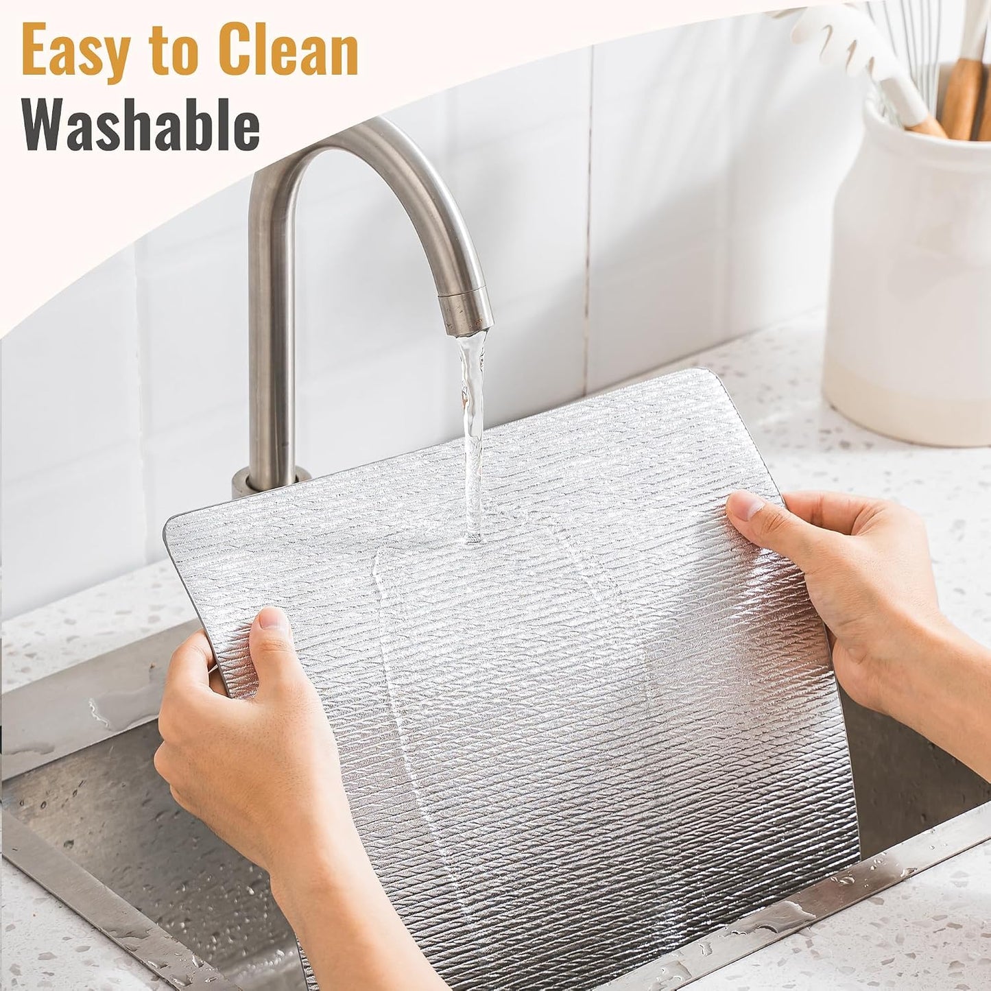 Jovono Faux Leather Placemats Set of 8, Waterproof Washable Table Mats, Easy-Clean Heat Resistant Kitchen Vinyl Place