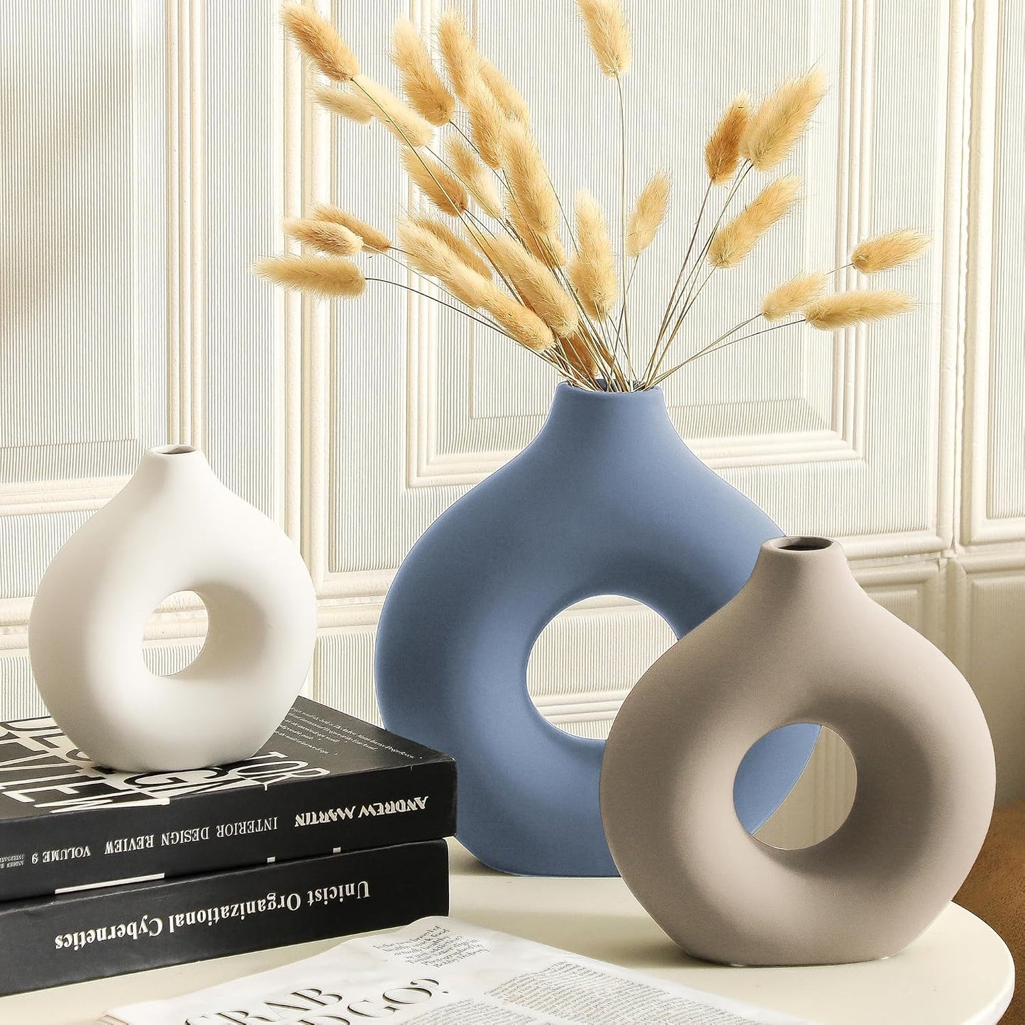 Ceramic Vase Home Table Decor / Blue / Set of 3