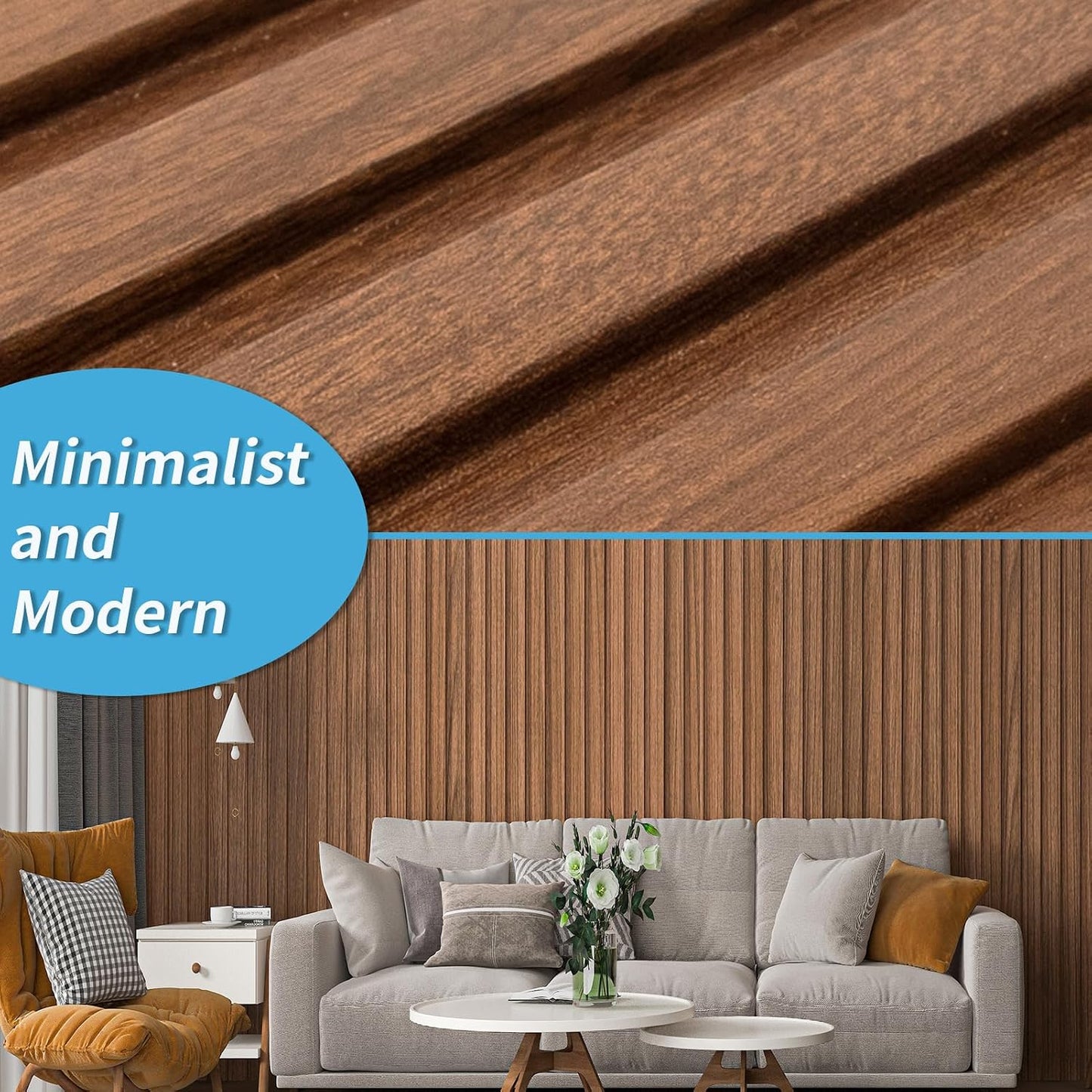 WPC Wainscoting Panels / 96 x 6 / Wood Finish / Warm Teak-square / Set of 8