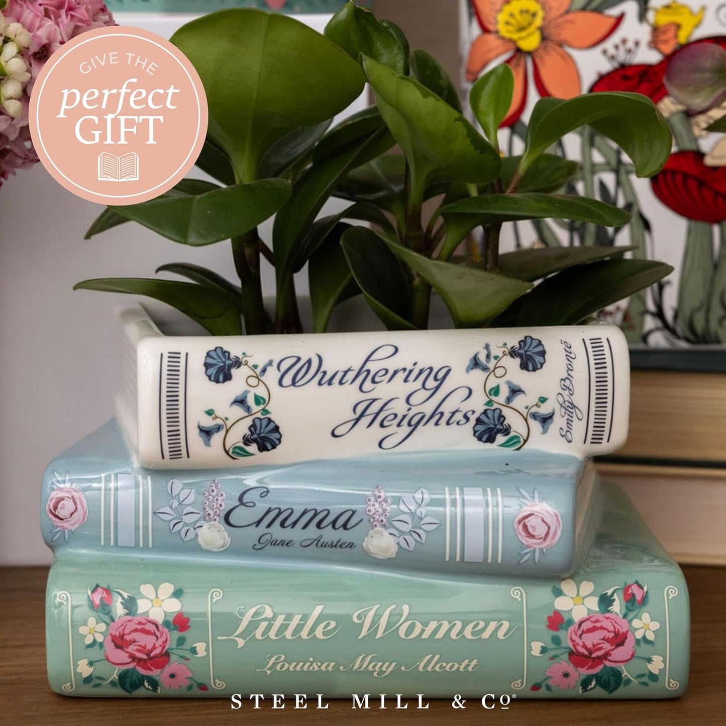 Steel Mill & Co Small Book-Shaped Decorative Ceramic Planter