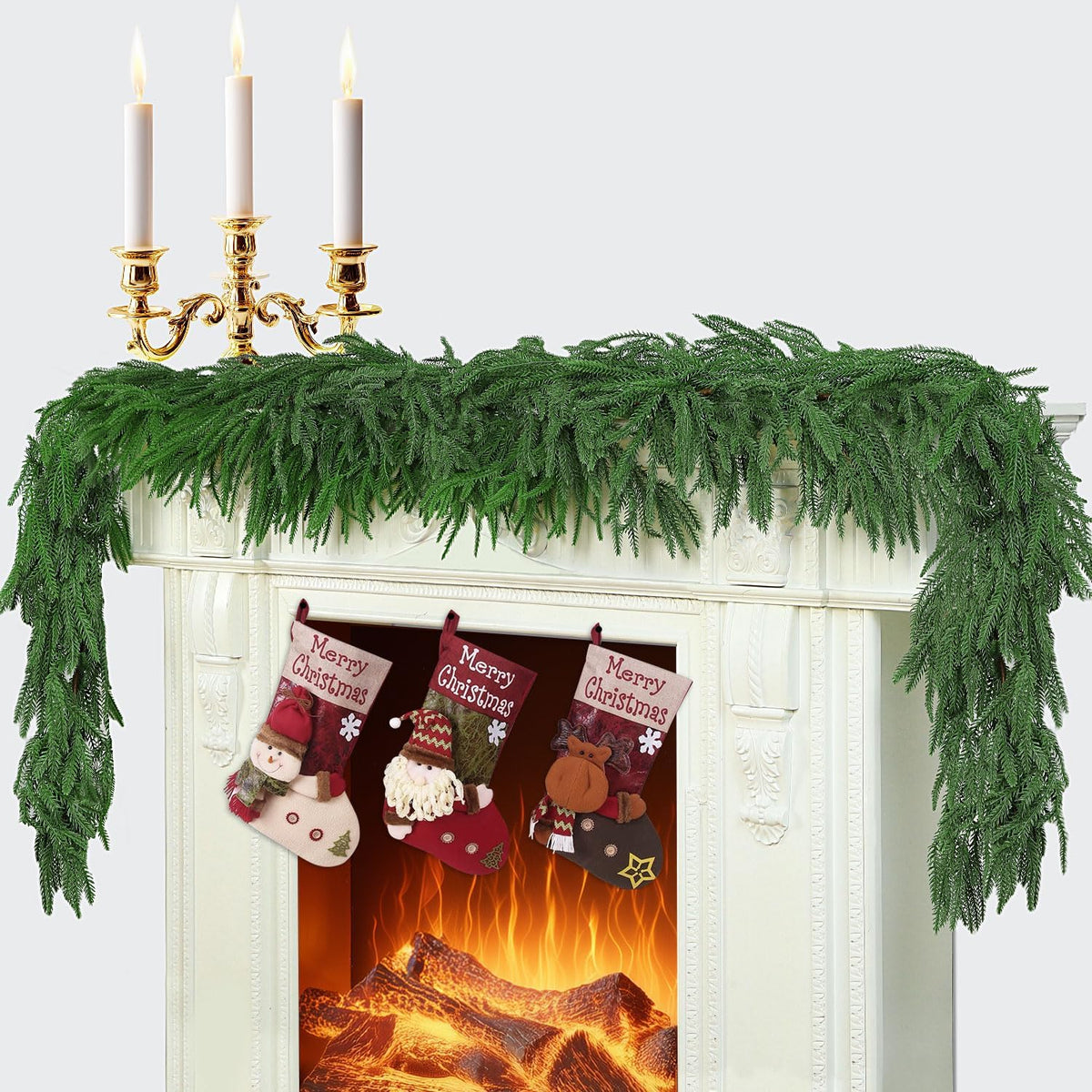 9 Ft Fall Garland with Lights & Timer, Thanksgiving Fireplace Mantel Decor