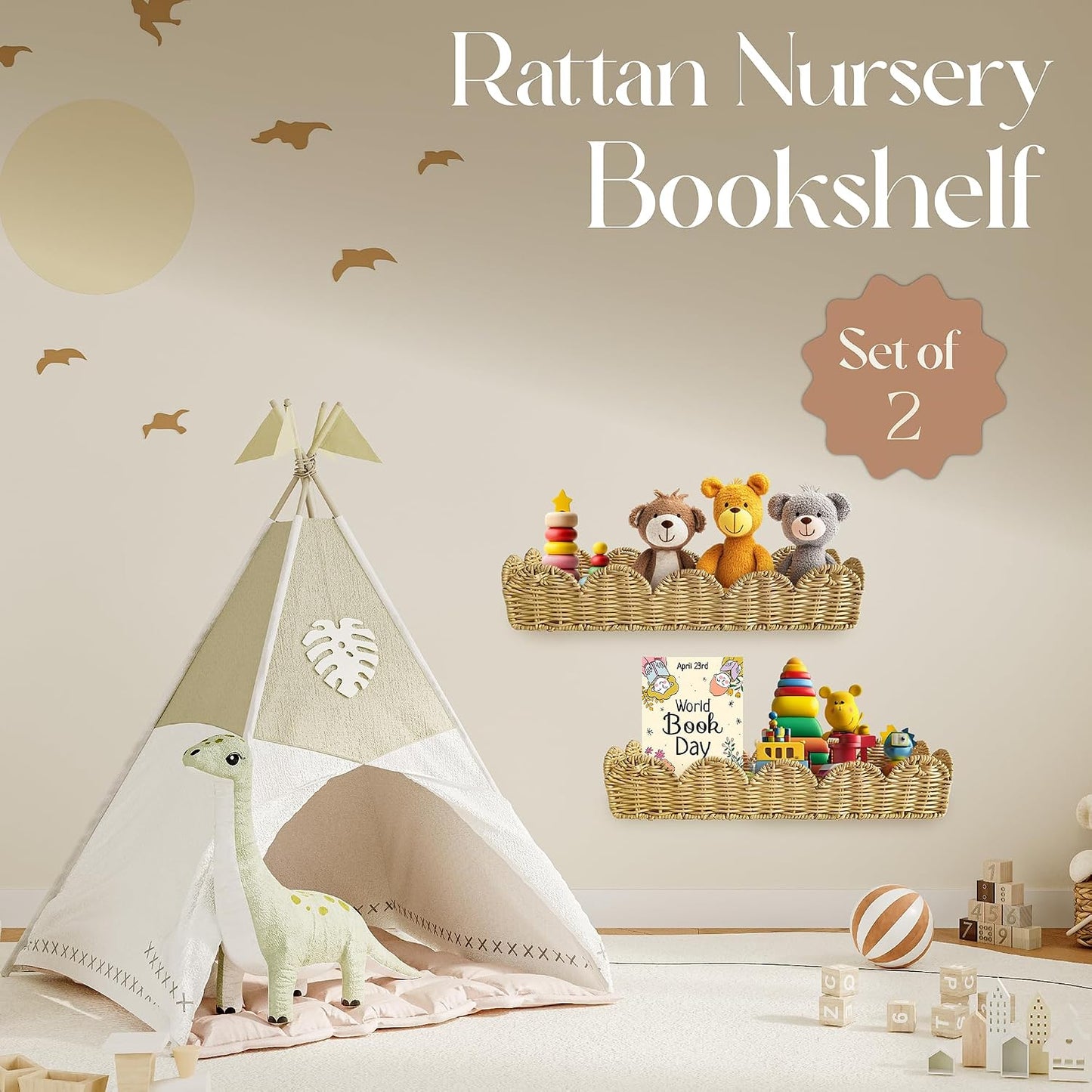 Rattan Nursery Book Shelf