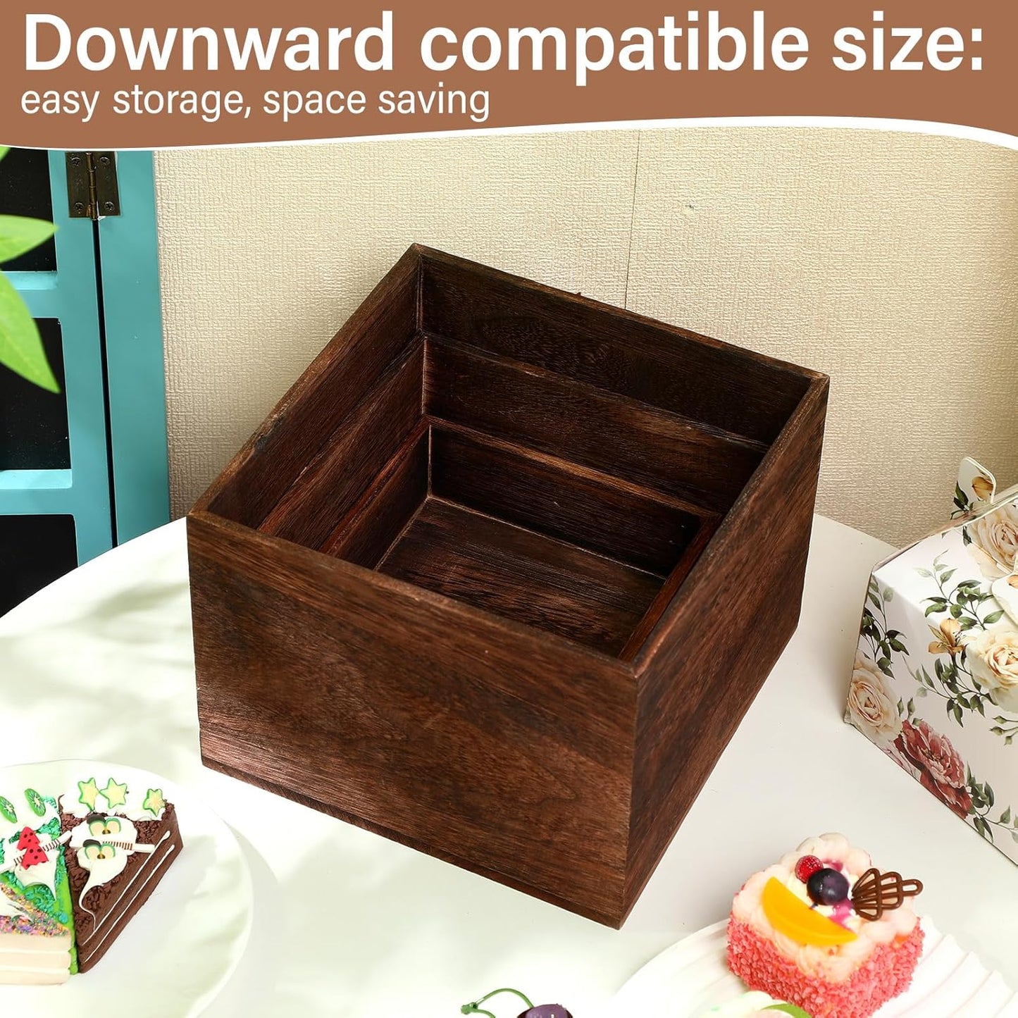 Wooden Risers Stands Cake Rustic Stackable Square Cupcake Stands Base for Buffet Table / Set of 3