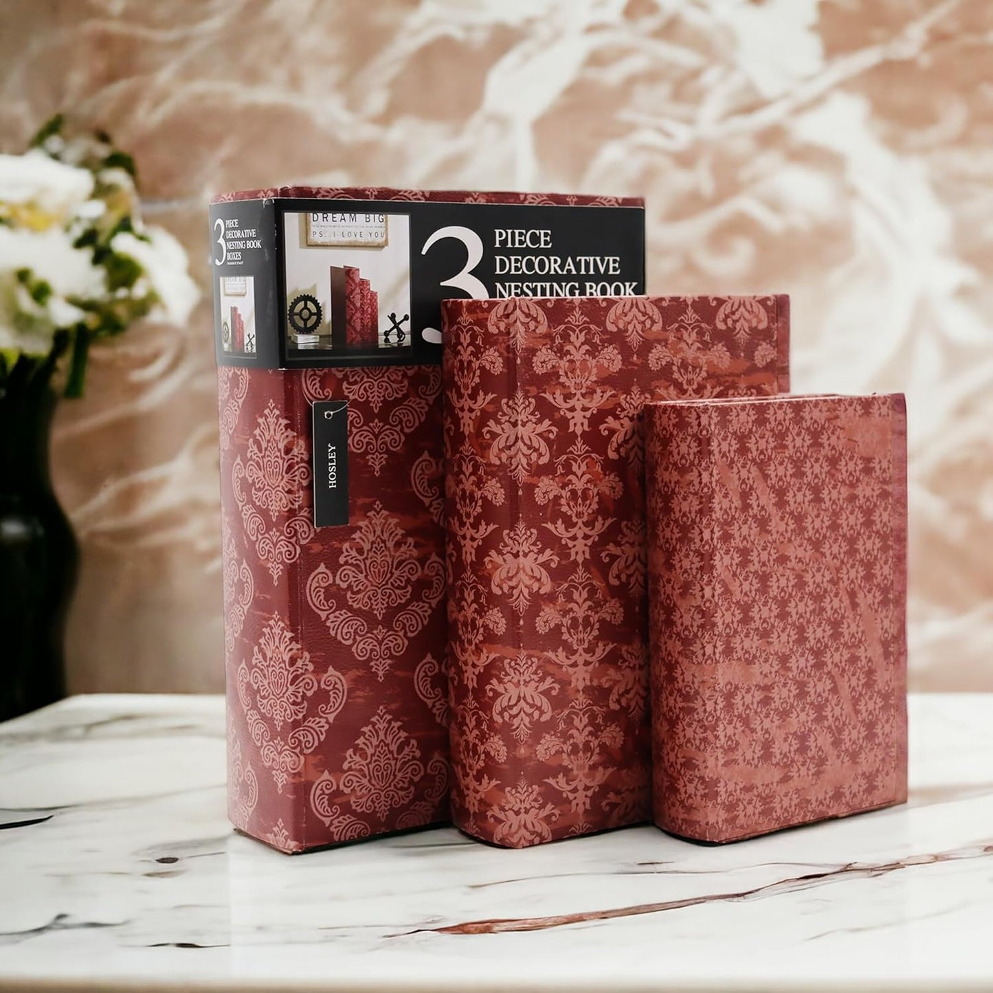 Farmhouse Memory Book Boxes / 1 Unit of 8'' , 10'' & 12'' High / Red / 8 Inch / Set of 3